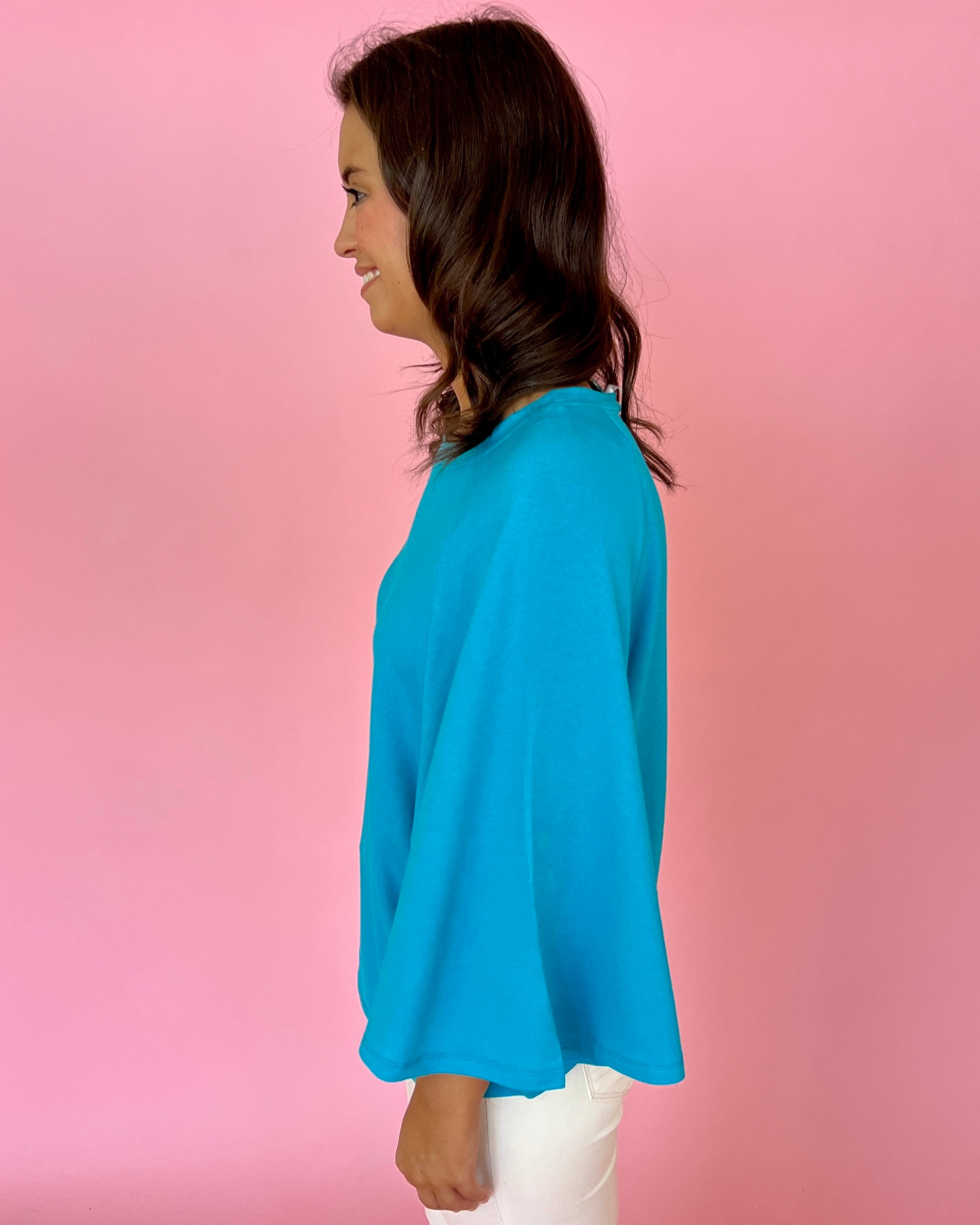 Comfy And Cute Teal Raglan Sleeve Knit Top-Shop-Womens-Boutique-Clothing
