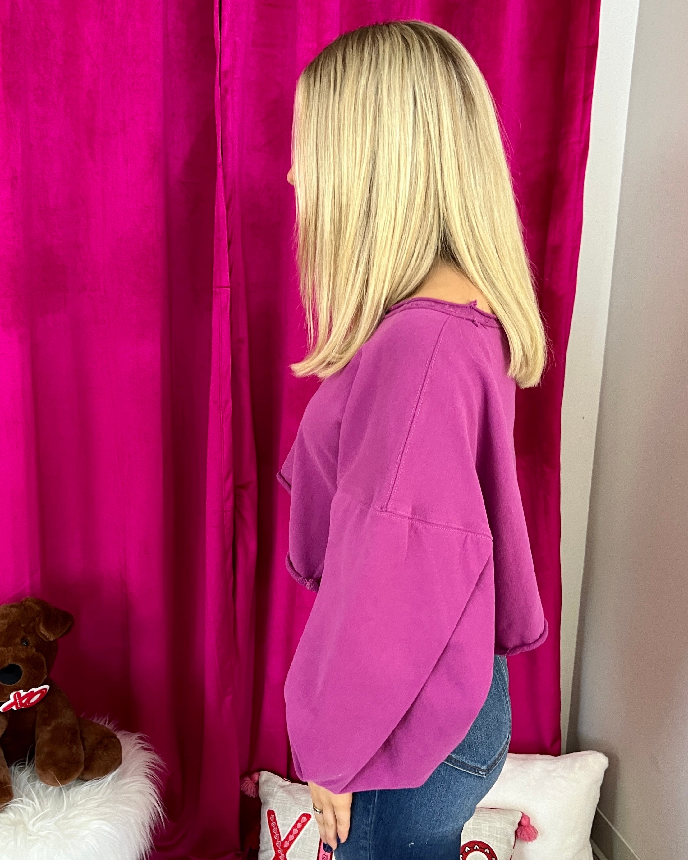 Cool Touch Purple Cropped Sweatshirt-Shop-Womens-Boutique-Clothing