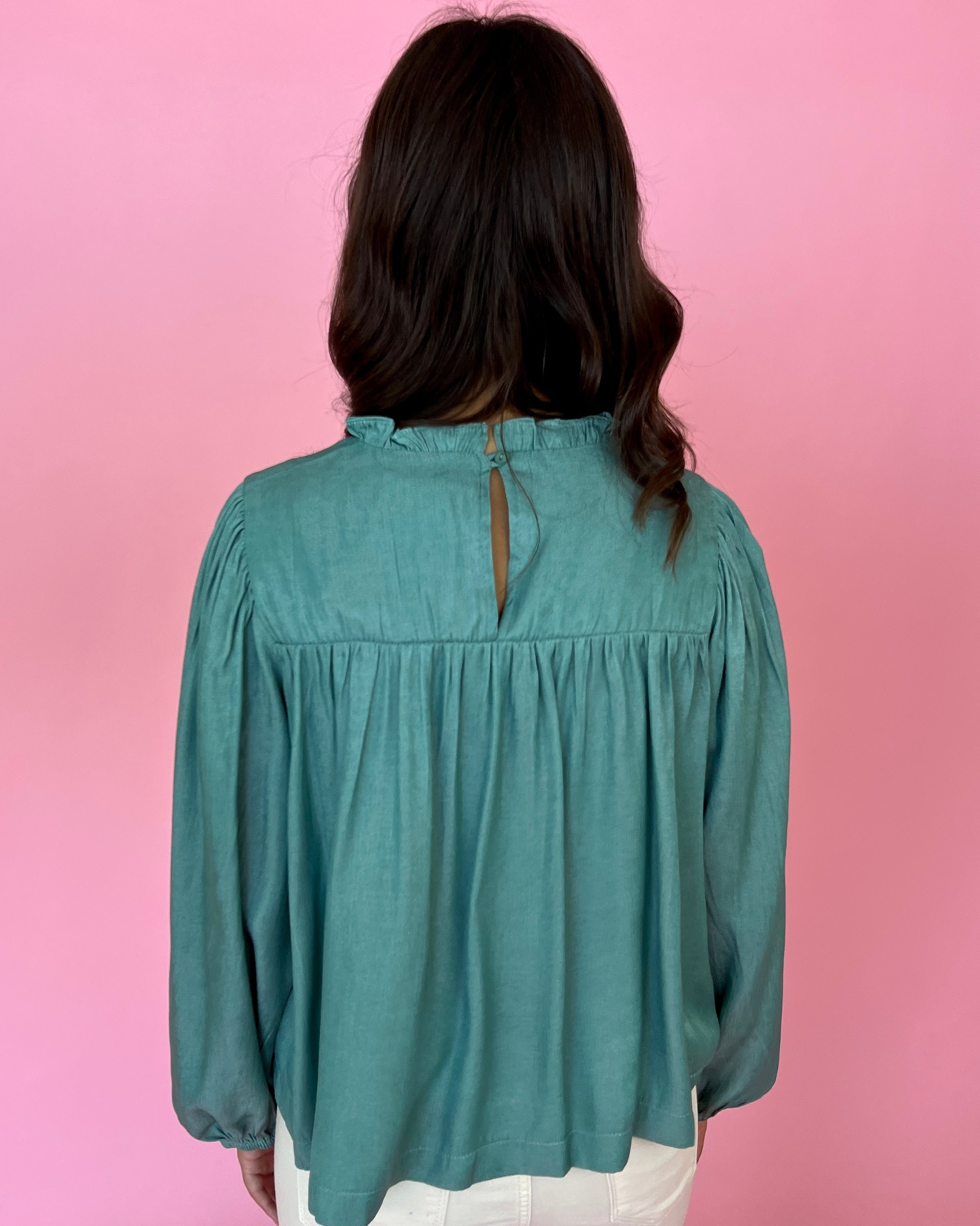 Totally Convinced Sage Green Pintuck Top-Shop-Womens-Boutique-Clothing