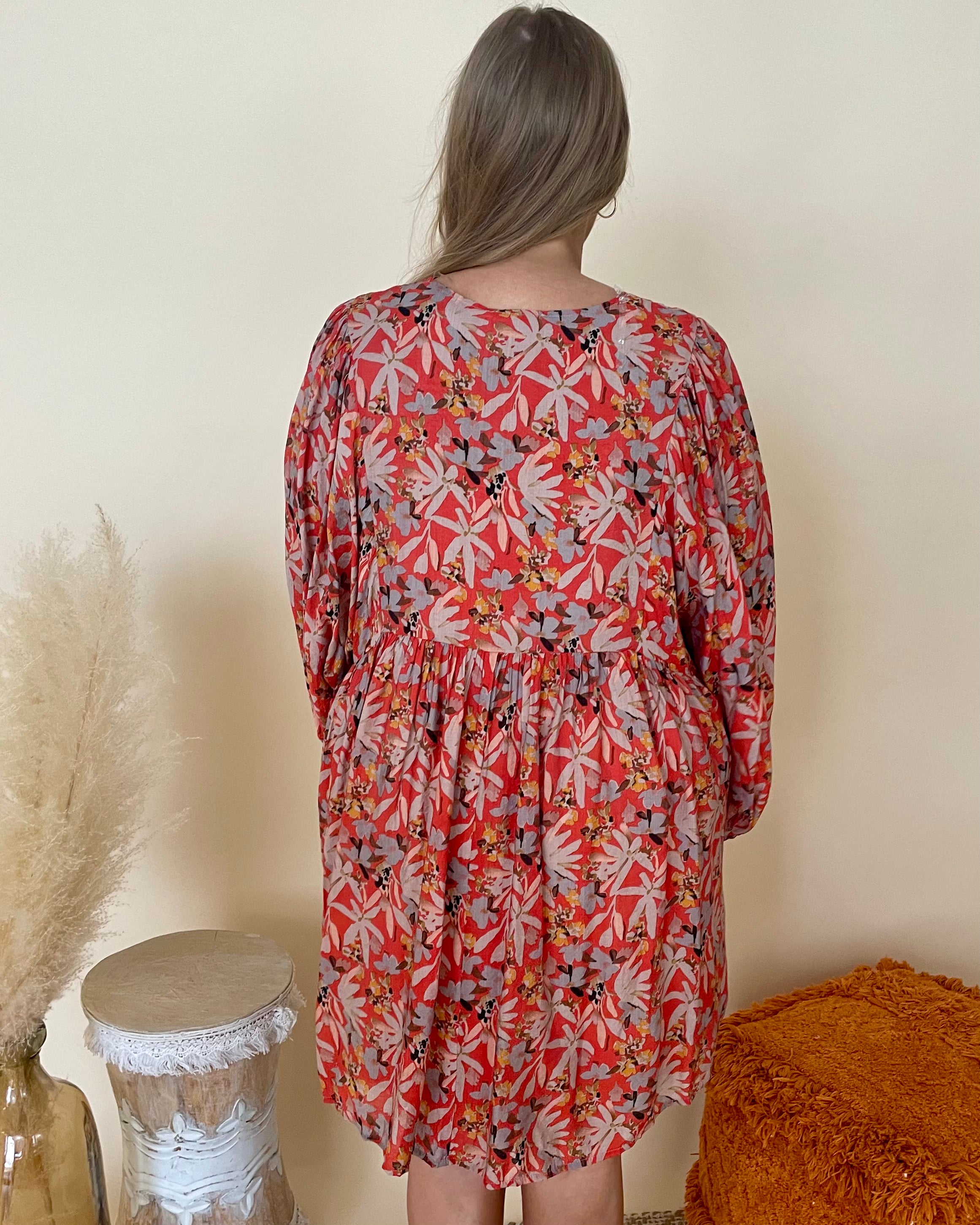 Floral Fields Rust Plus Floral Dress-Shop-Womens-Boutique-Clothing