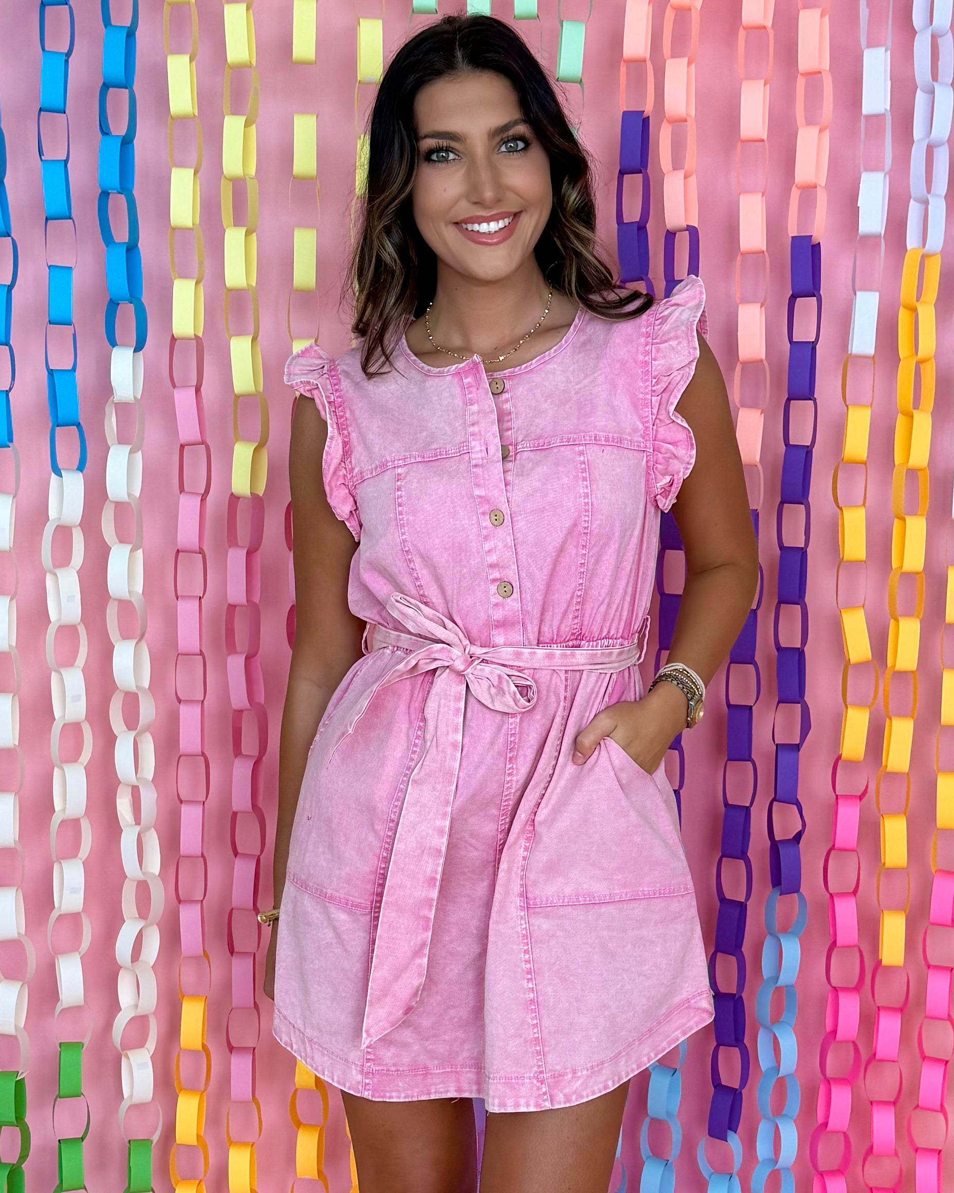 Never Over Pink Washed Ruffle Dress-Shop-Womens-Boutique-Clothing