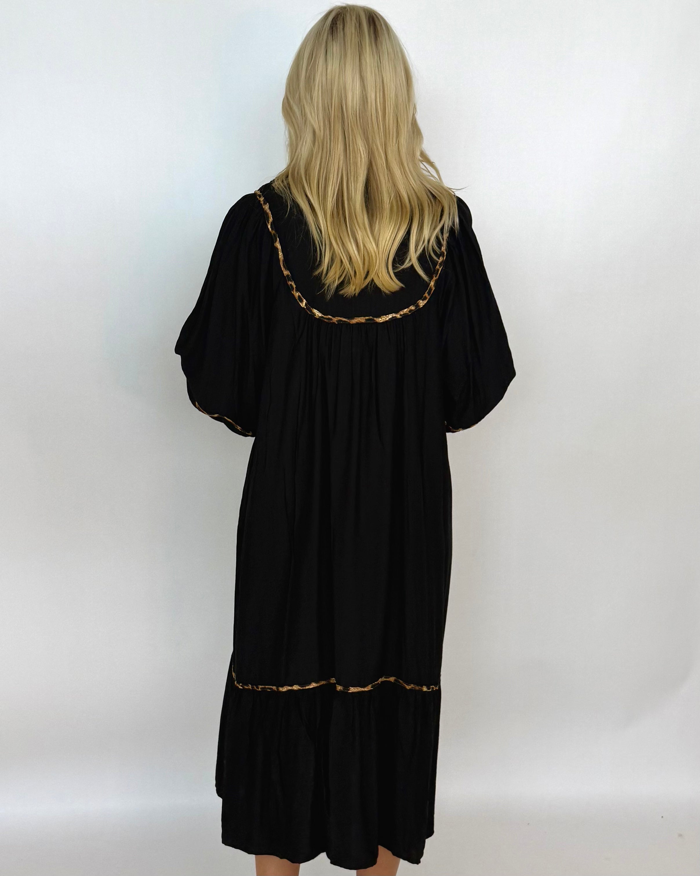 A Lovely Life Black Smocked Maxi Dress-Shop-Womens-Boutique-Clothing
