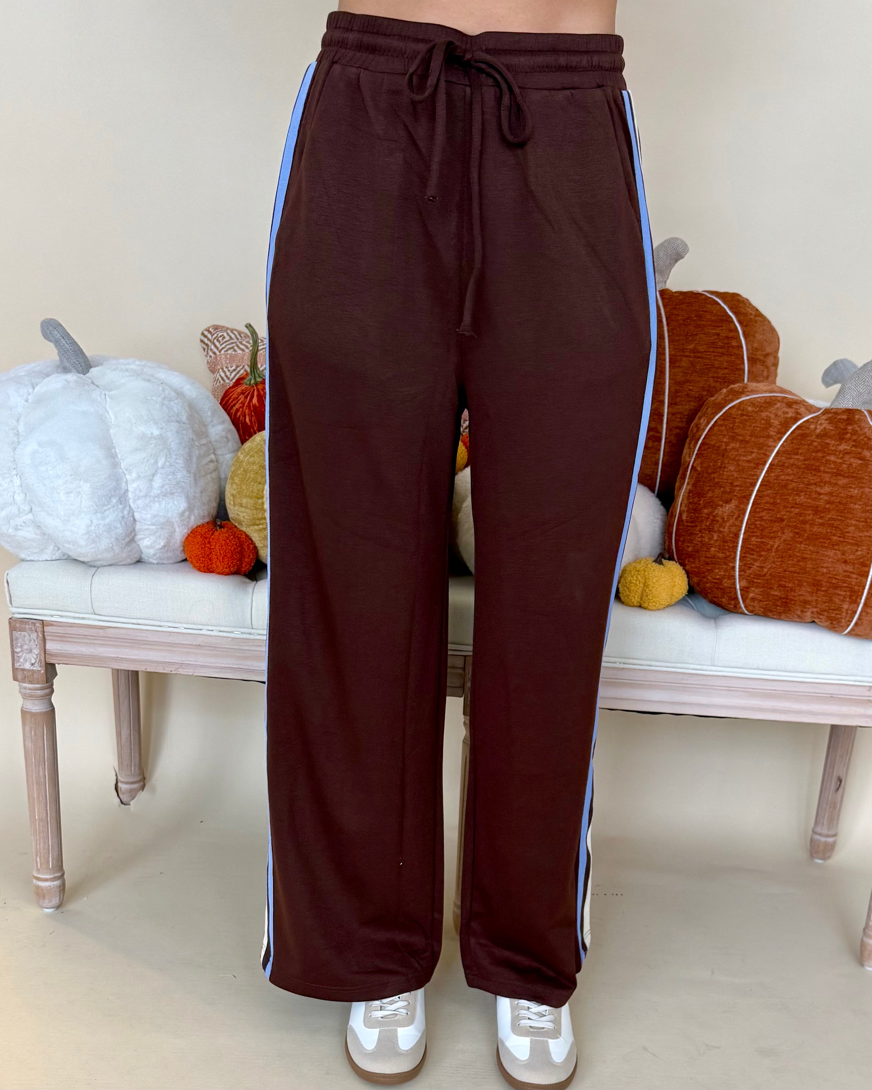 Share Your Story Brown Trim Detail Sweatpants-Shop-Womens-Boutique-Clothing