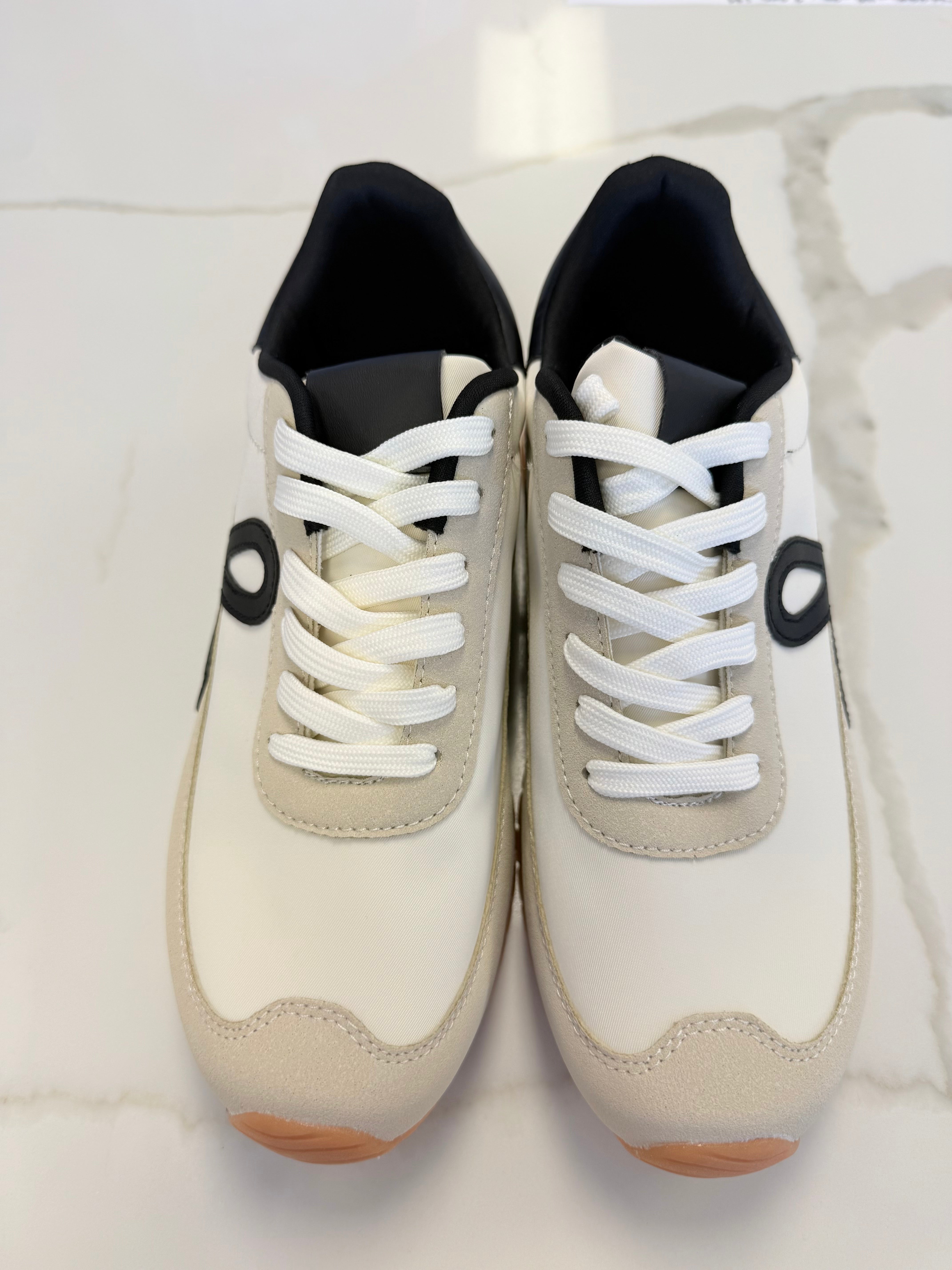 Valentina Taupe/Black Bow Detail Lace Up Sneakers-Shop-Womens-Boutique-Clothing