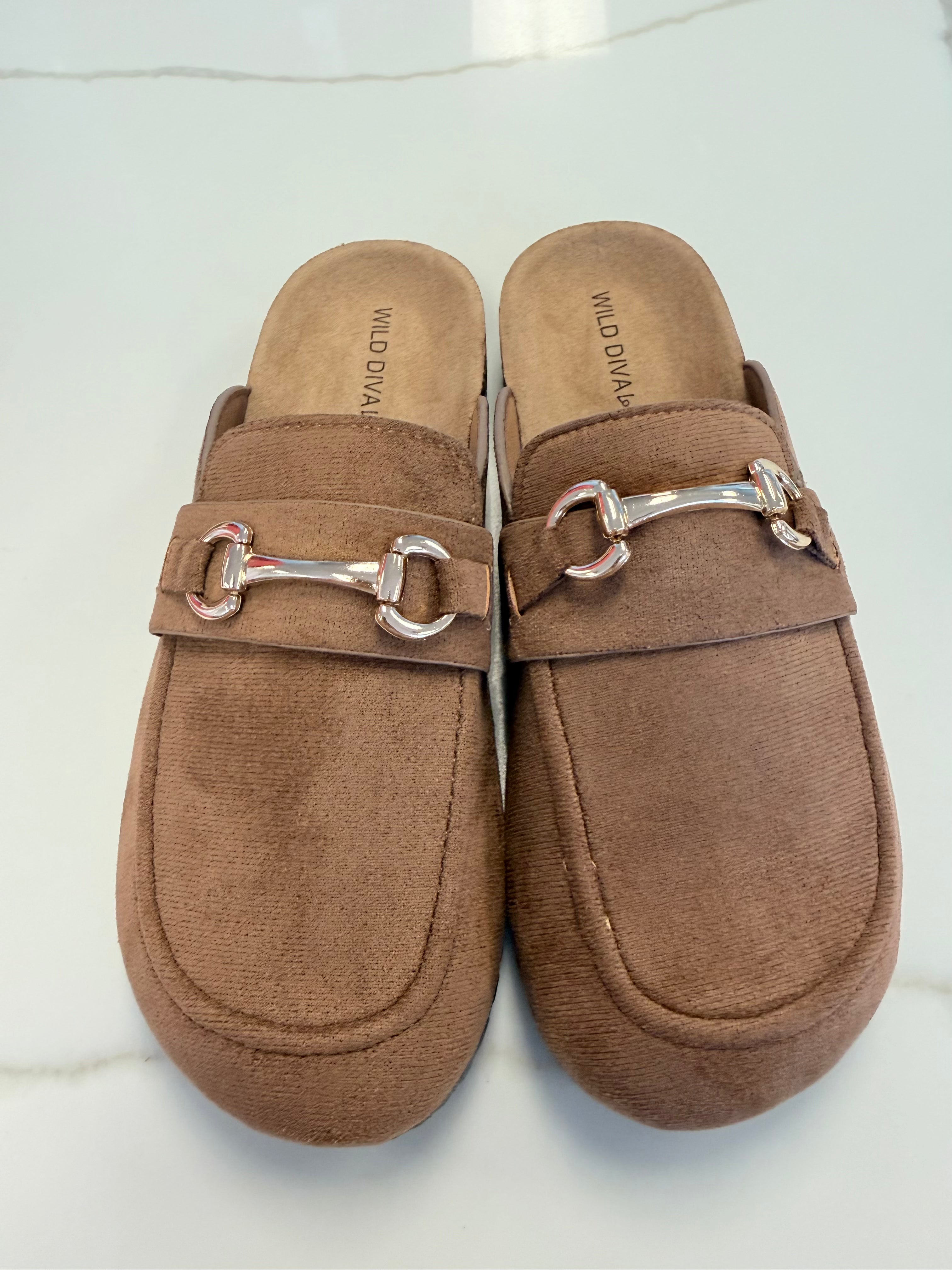 Isabella Camel Suede Moccasin Mule-Shop-Womens-Boutique-Clothing