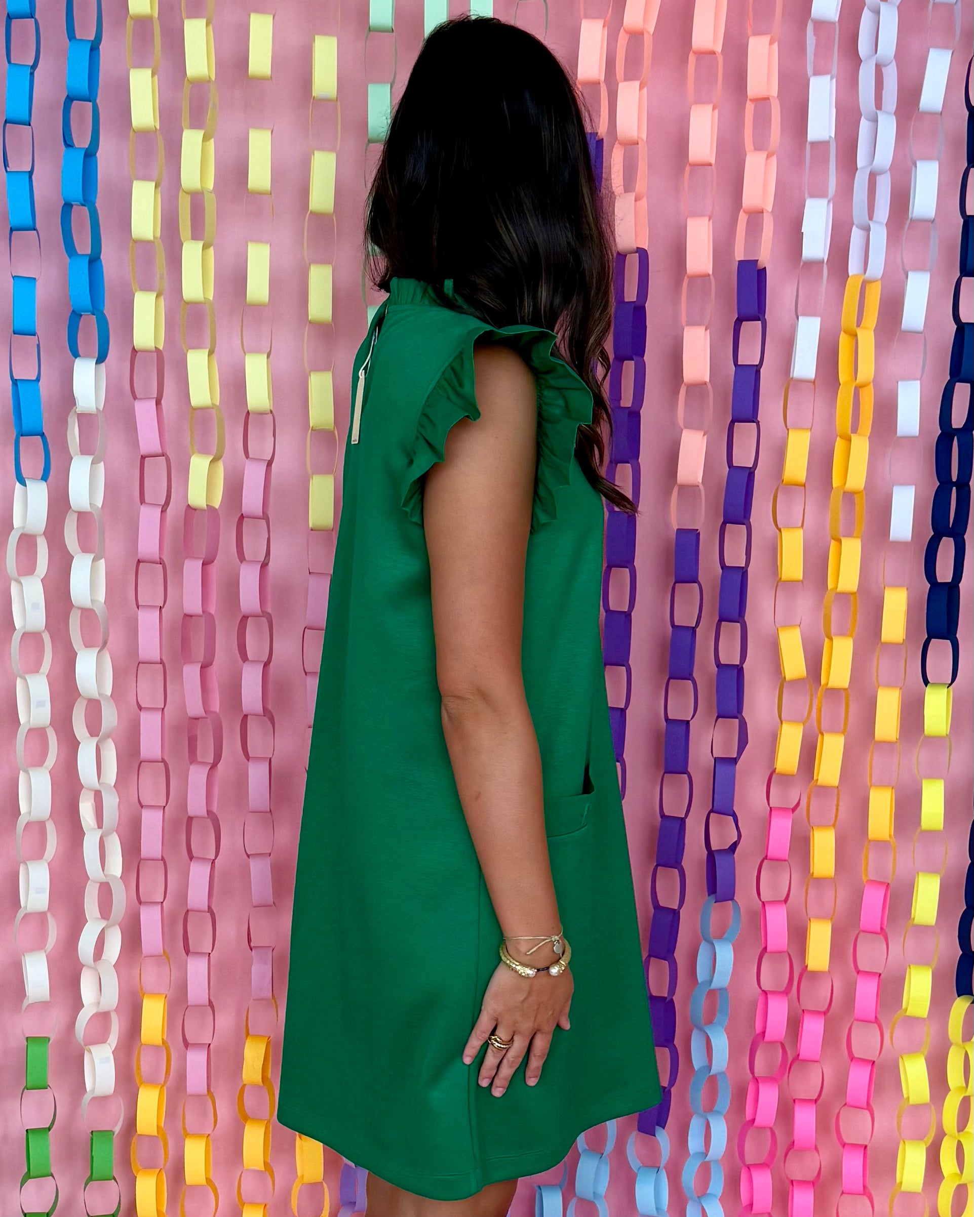 Midtown Muse Green Ruffled Dress-Shop-Womens-Boutique-Clothing
