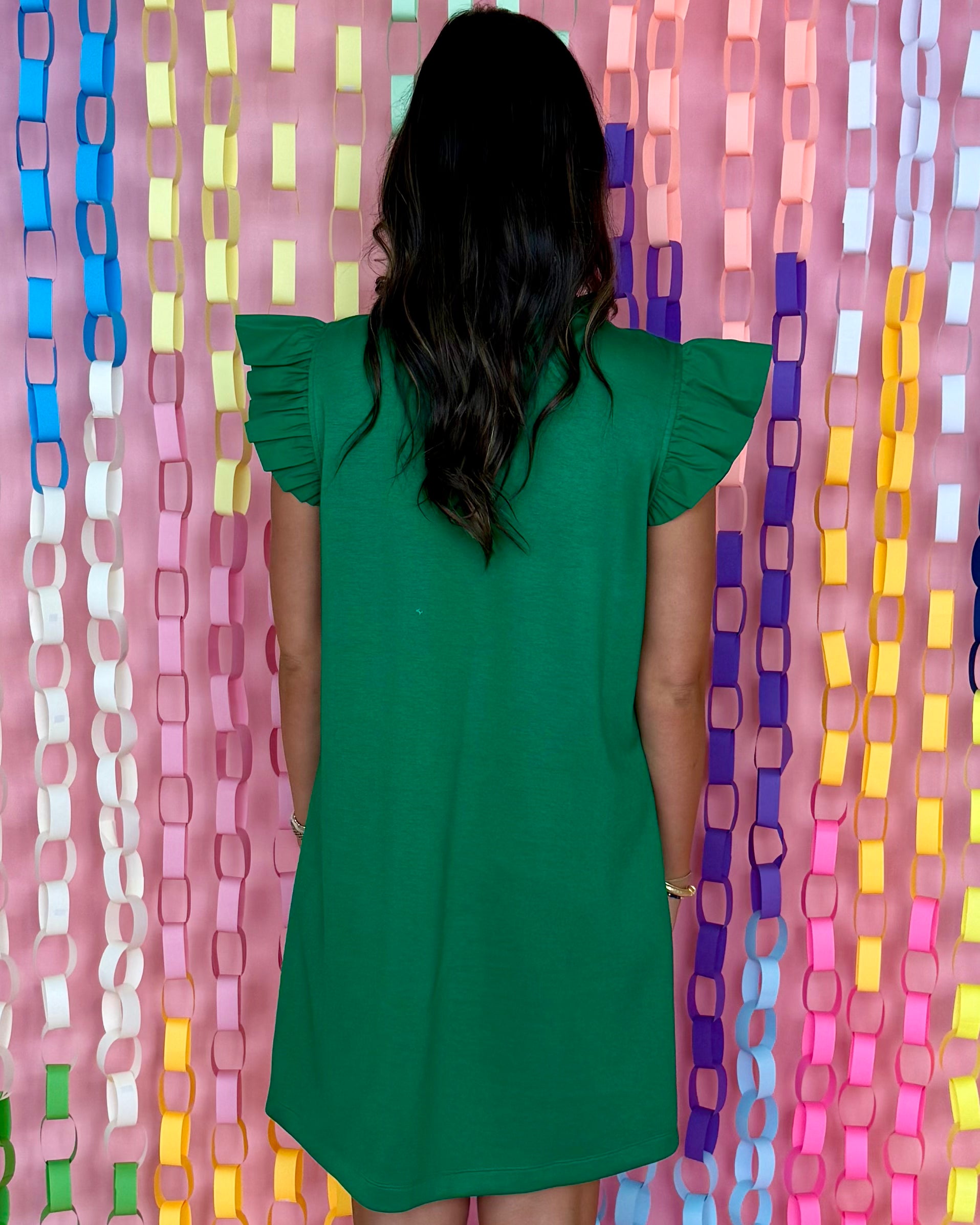 Midtown Muse Green Ruffled Dress-Shop-Womens-Boutique-Clothing