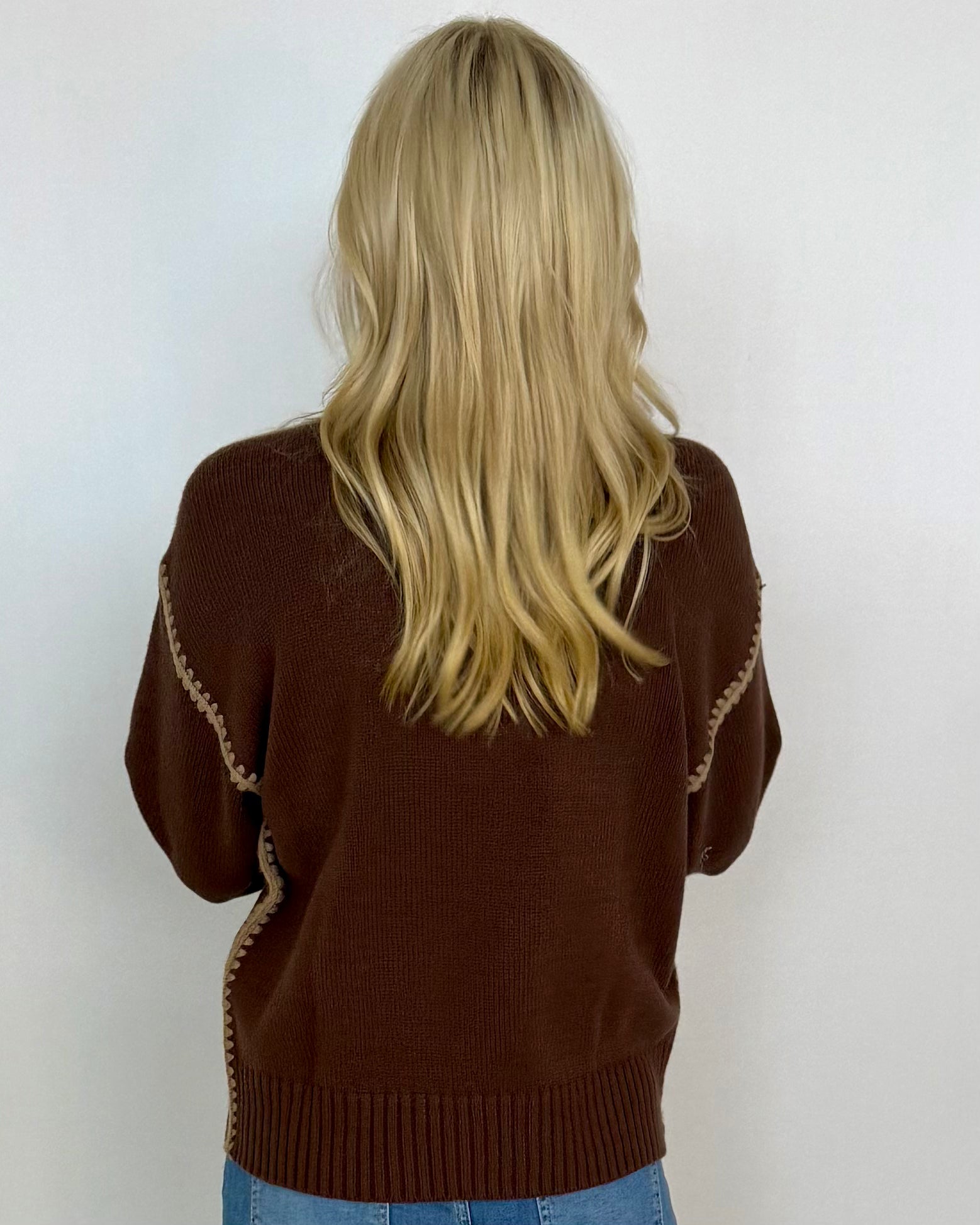 Take The Leap Chocolate Stitch Sweater-Shop-Womens-Boutique-Clothing