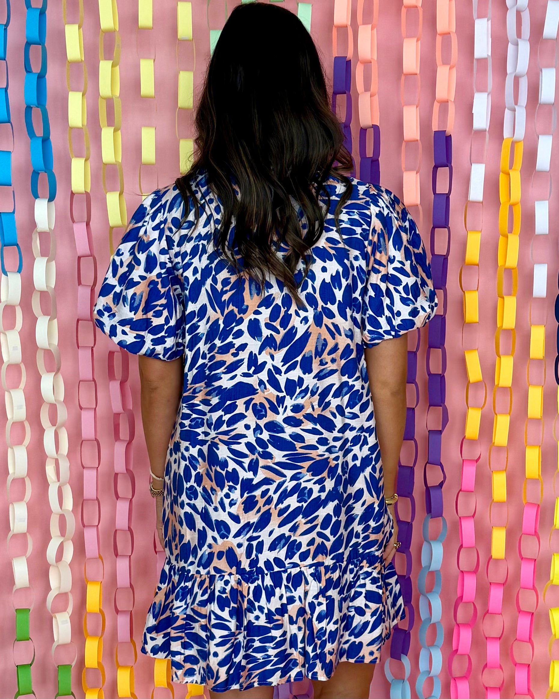 Answer Your Call Royal Floral Button Dress-Shop-Womens-Boutique-Clothing