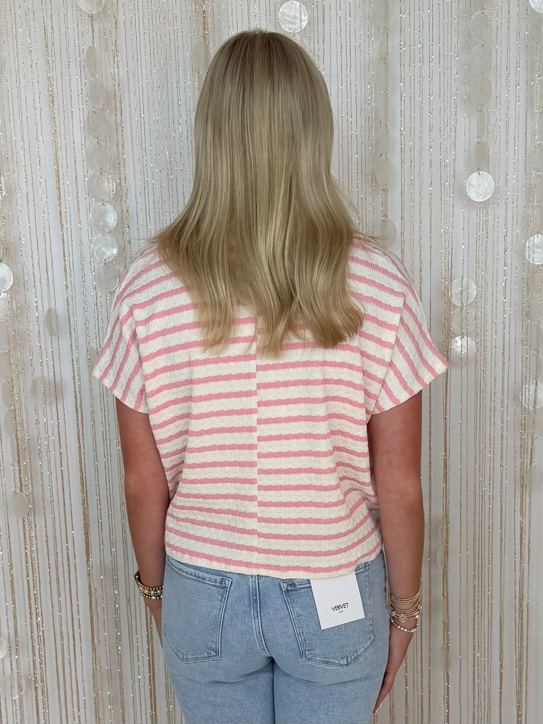 Off The Clock Pink Striped Collared Top-Shop-Womens-Boutique-Clothing