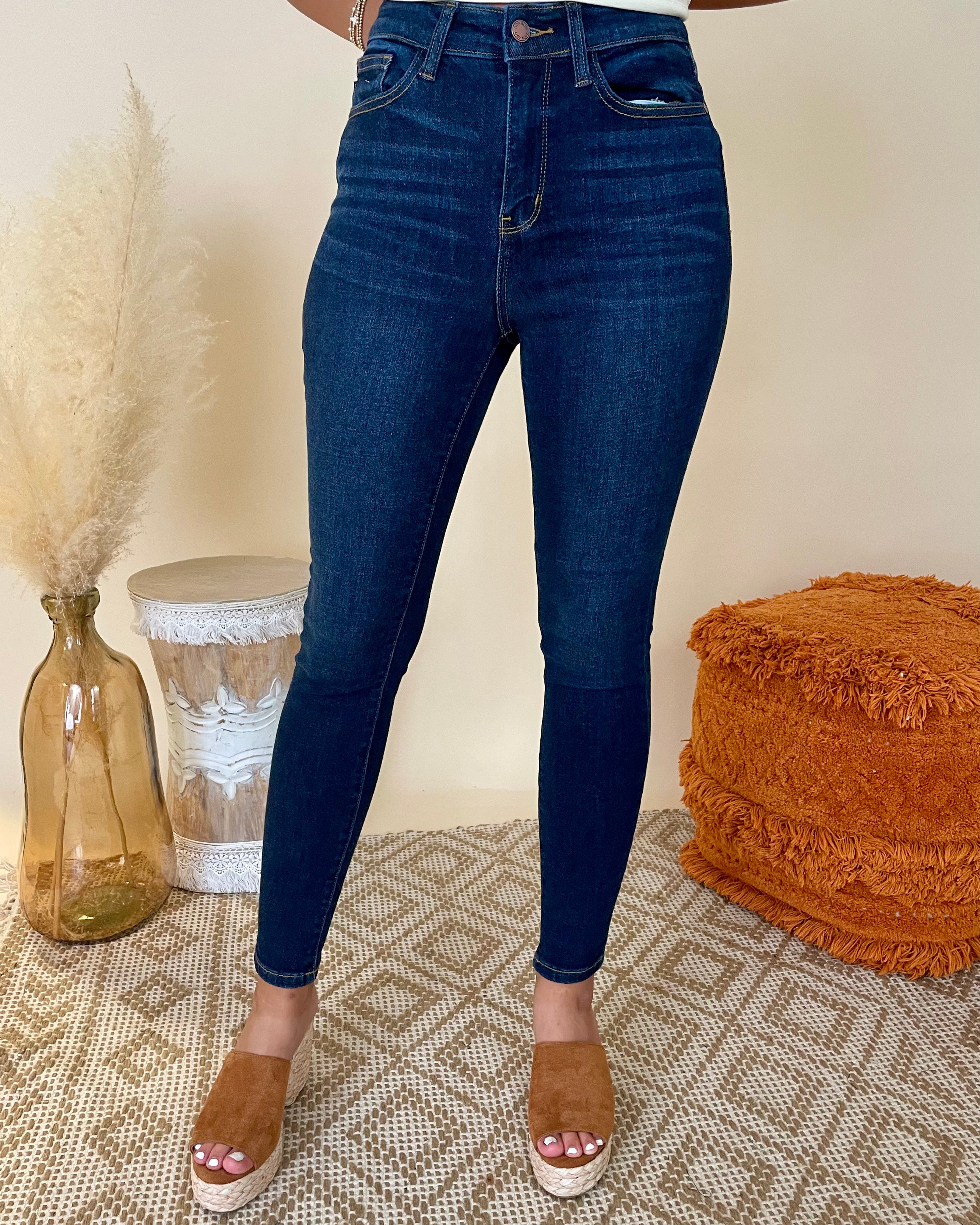 This Time Dark Denim Skinny Jeans-Shop-Womens-Boutique-Clothing