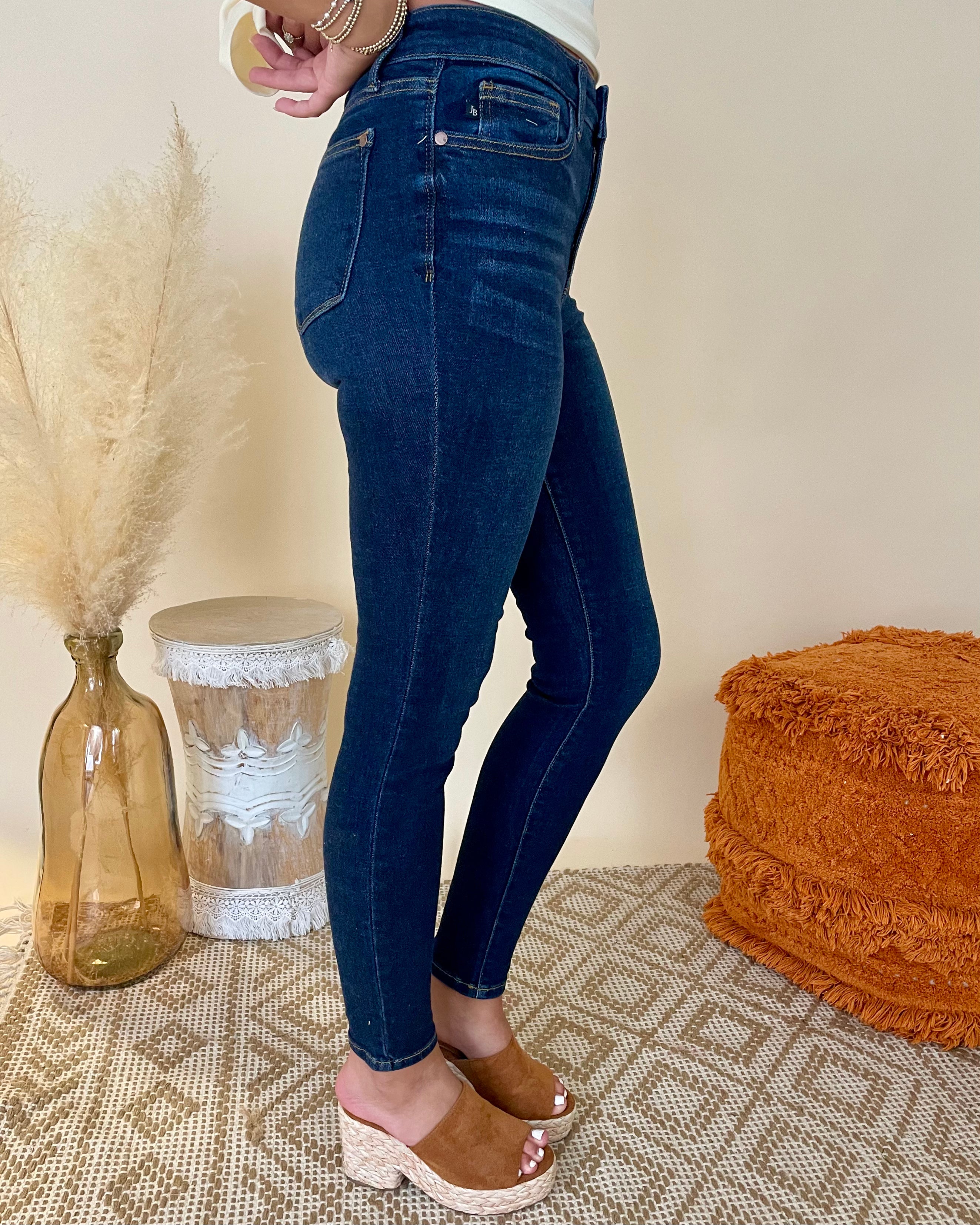 This Time Dark Denim Skinny Jeans-Shop-Womens-Boutique-Clothing