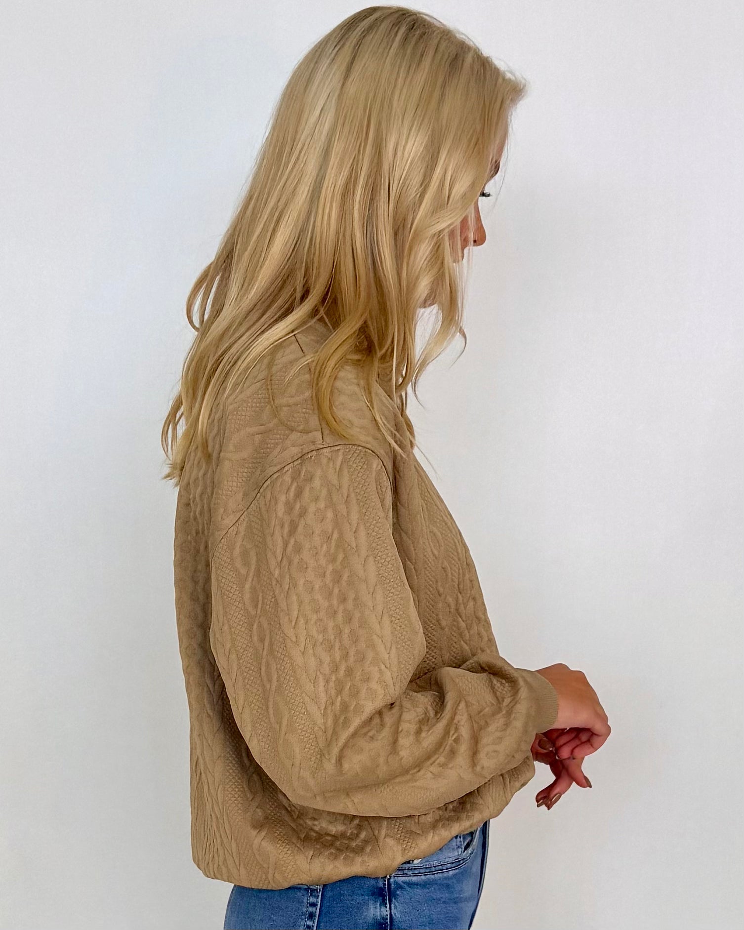 Wherever We Go Taupe Cable Knit Top-Shop-Womens-Boutique-Clothing