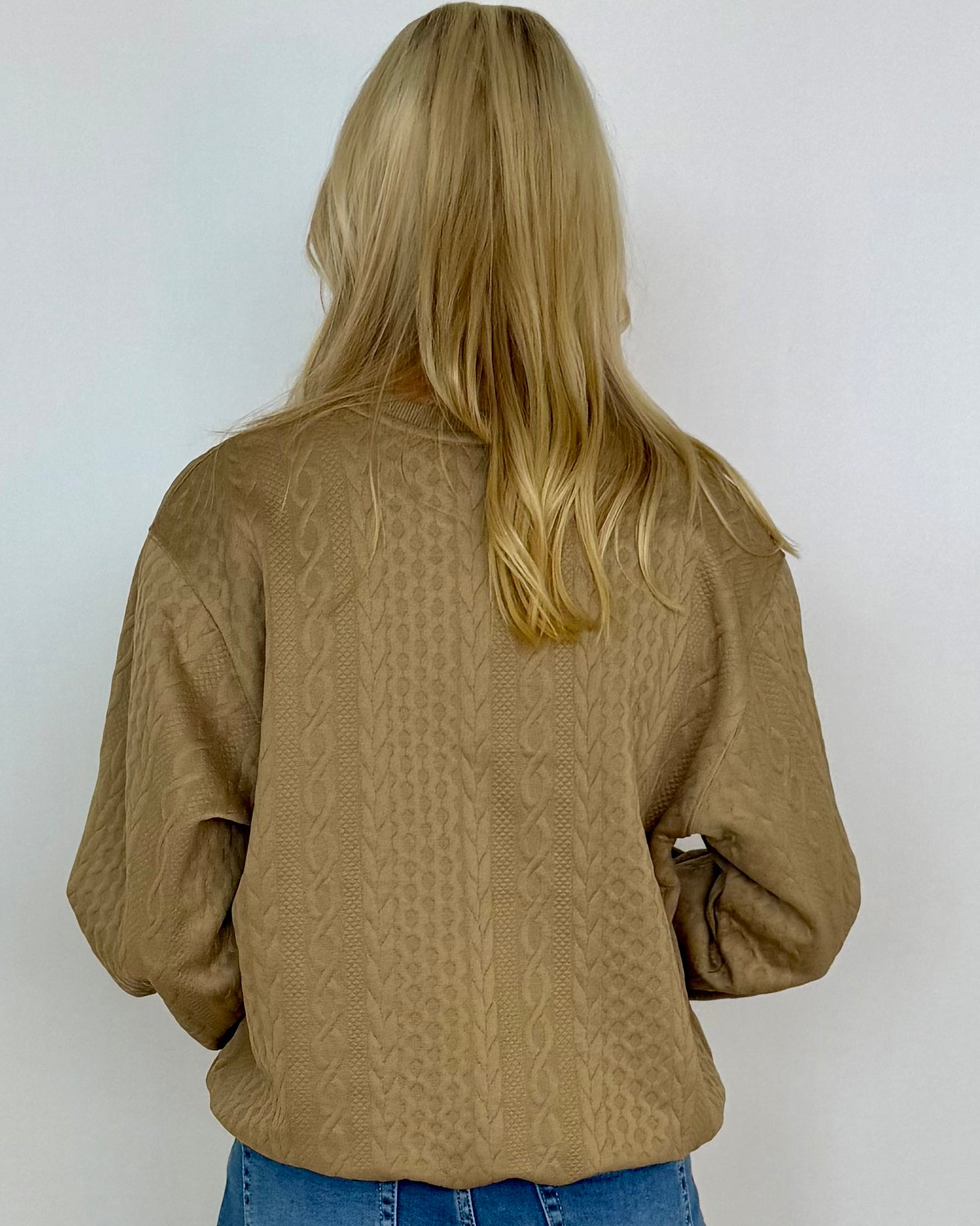 Wherever We Go Taupe Cable Knit Top-Shop-Womens-Boutique-Clothing