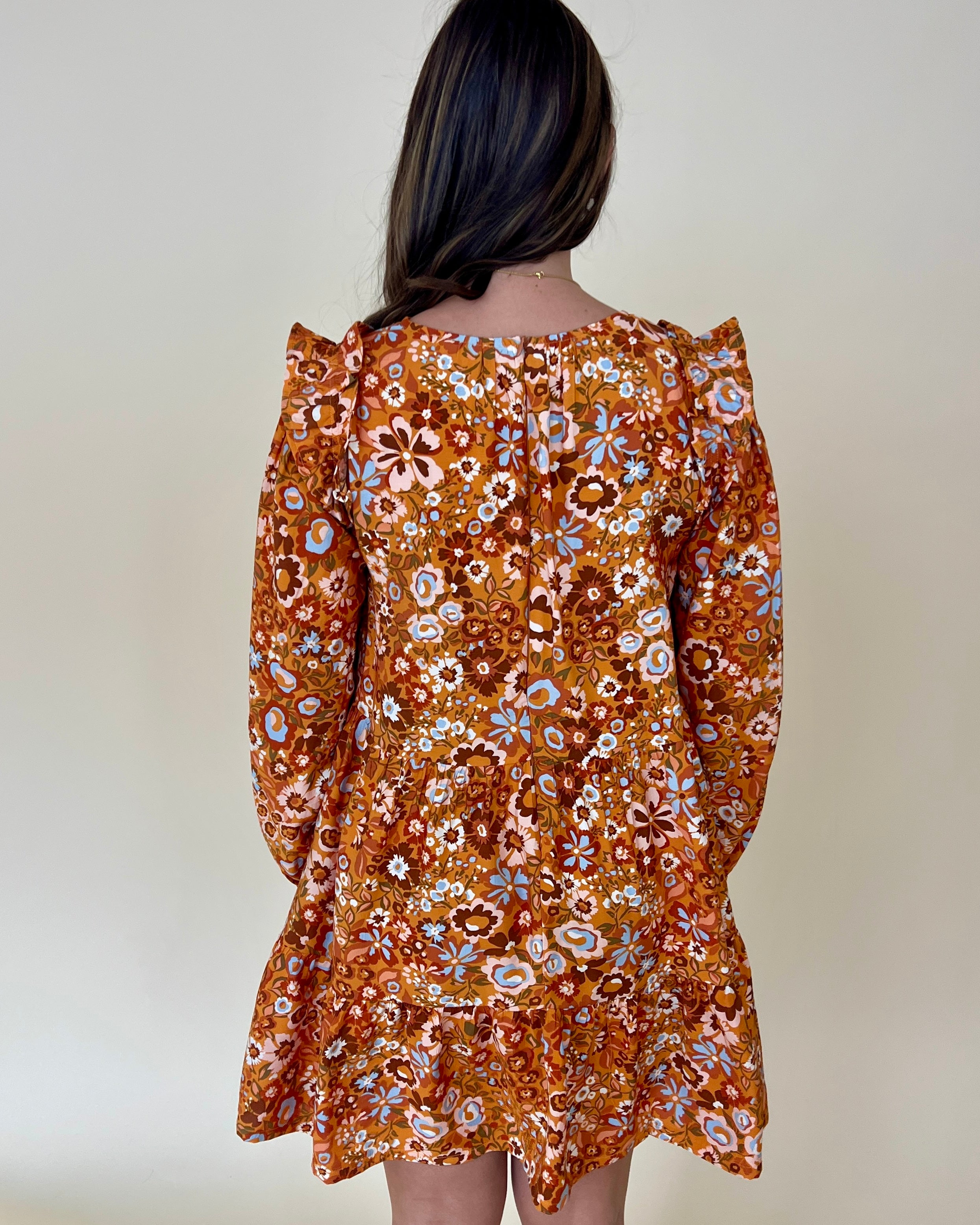 My Best Caramel Multi Floral Tiered Dress-Shop-Womens-Boutique-Clothing