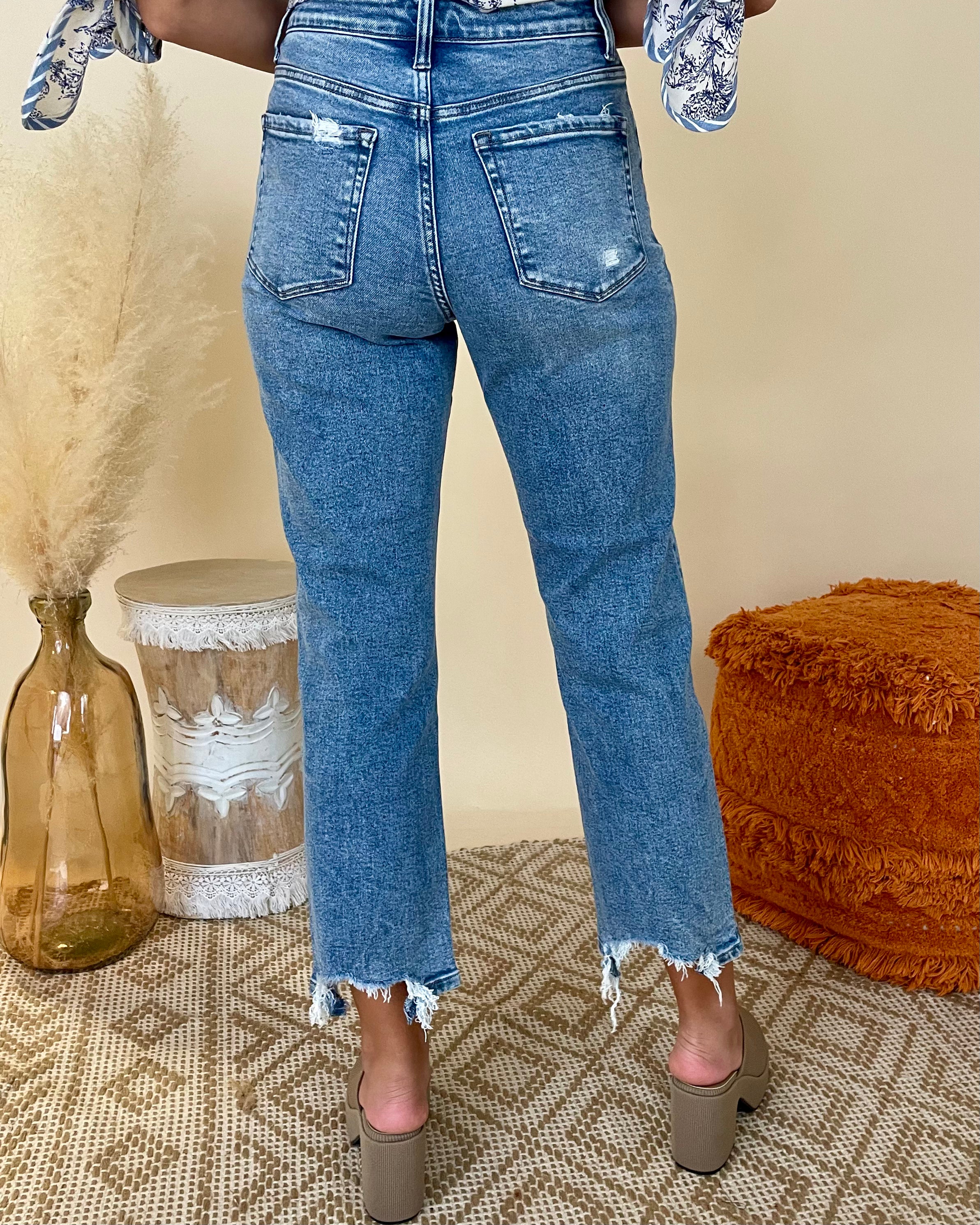 Both Ways High Rise Distressed Straight Jeans-Shop-Womens-Boutique-Clothing