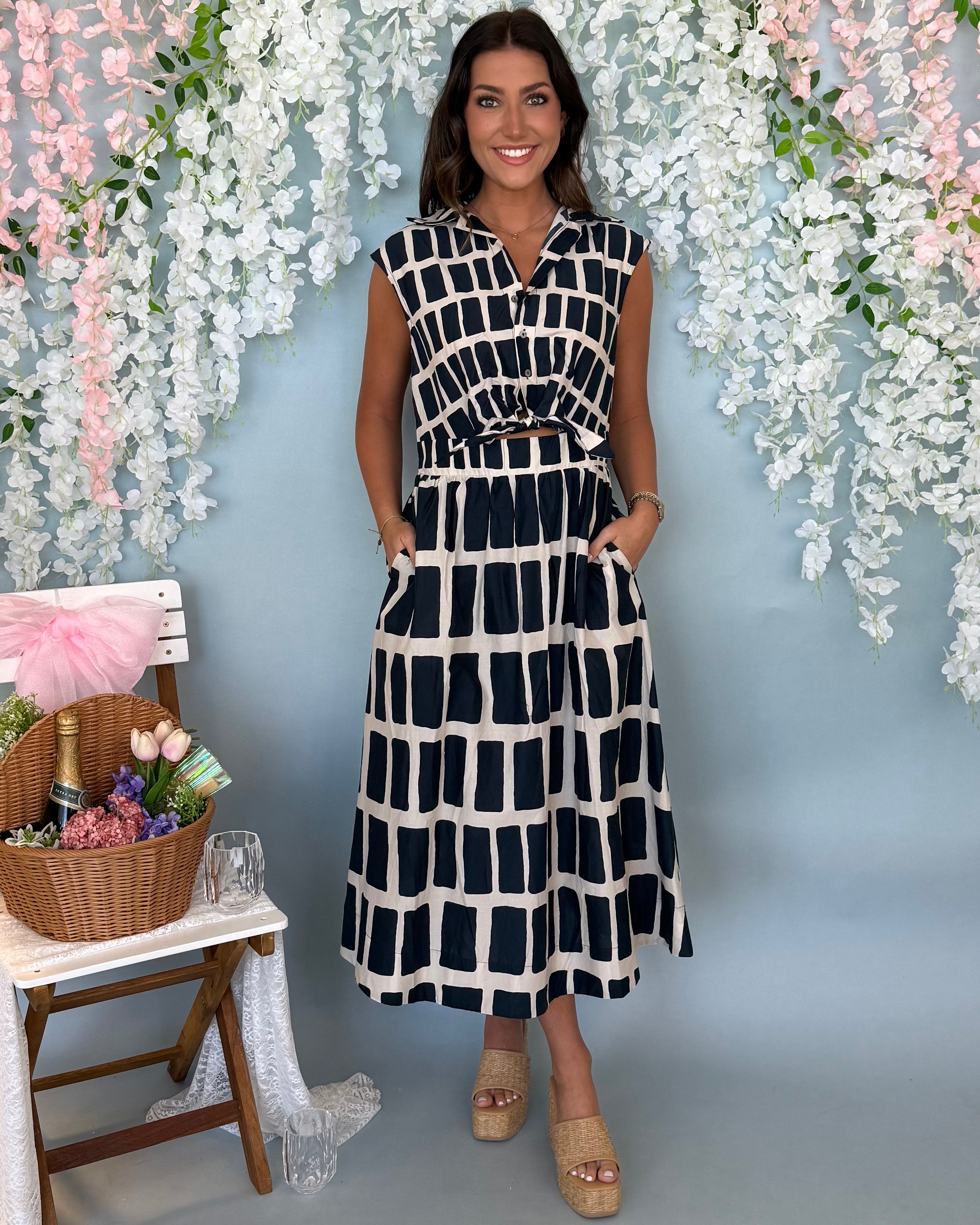 Wondering Why Navy Tie Sleeveless Dress-Shop-Womens-Boutique-Clothing