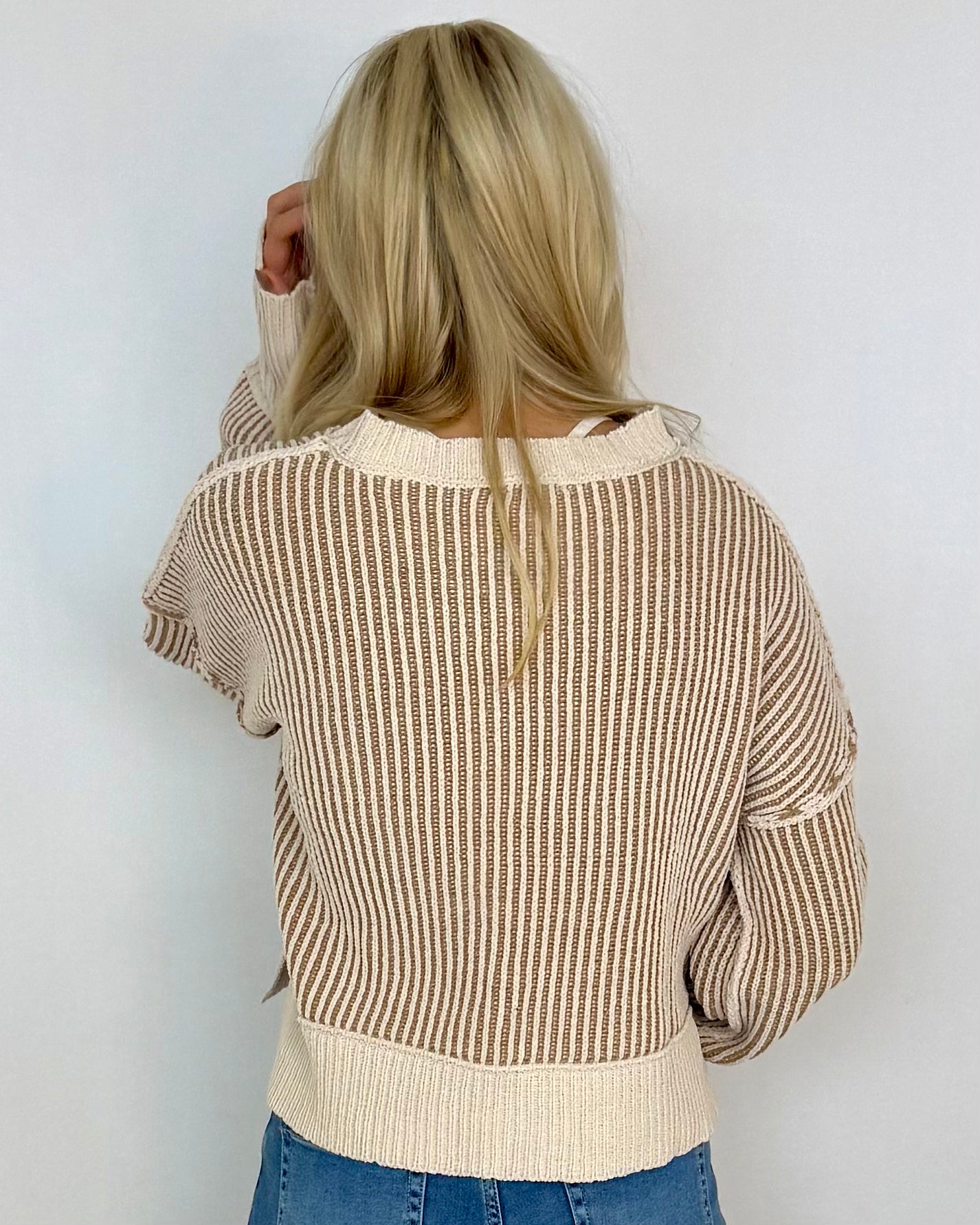 Bold News Ecru Two Tone Sweater-Shop-Womens-Boutique-Clothing