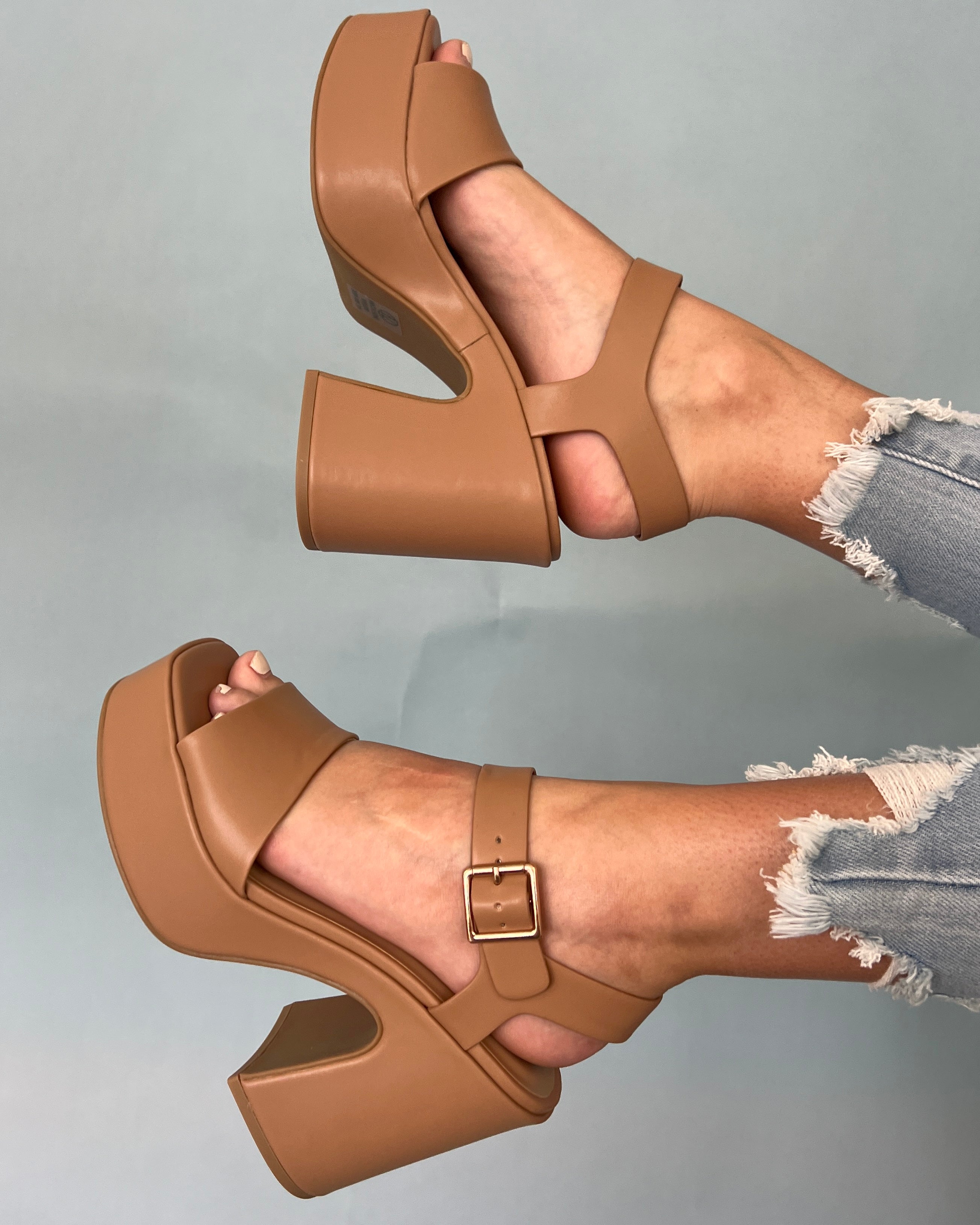 Aria Natural Platform Ankle Strap Block Heels-Shop-Womens-Boutique-Clothing