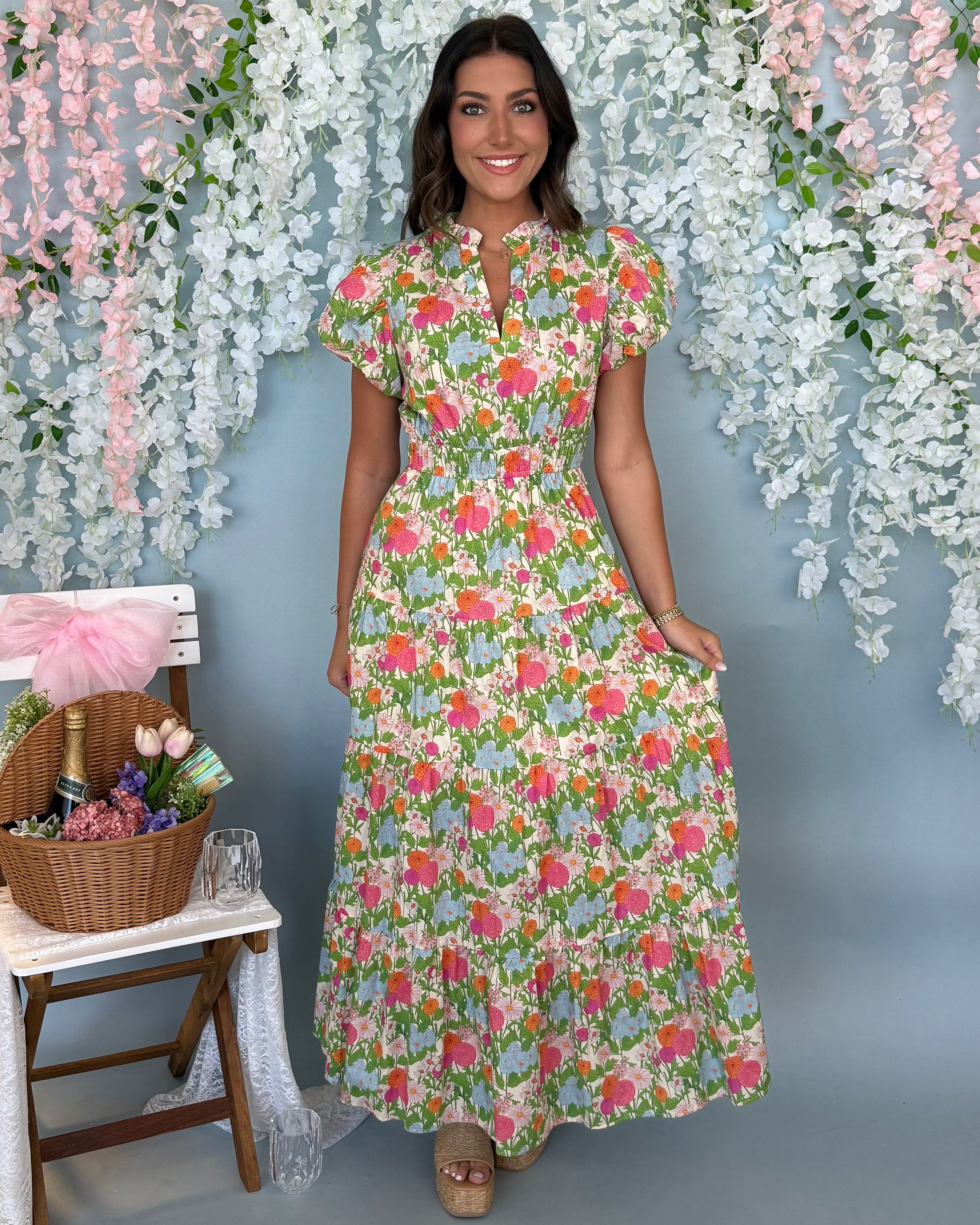 Floral Paradise Marigold Floral Maxi Dress-Shop-Womens-Boutique-Clothing