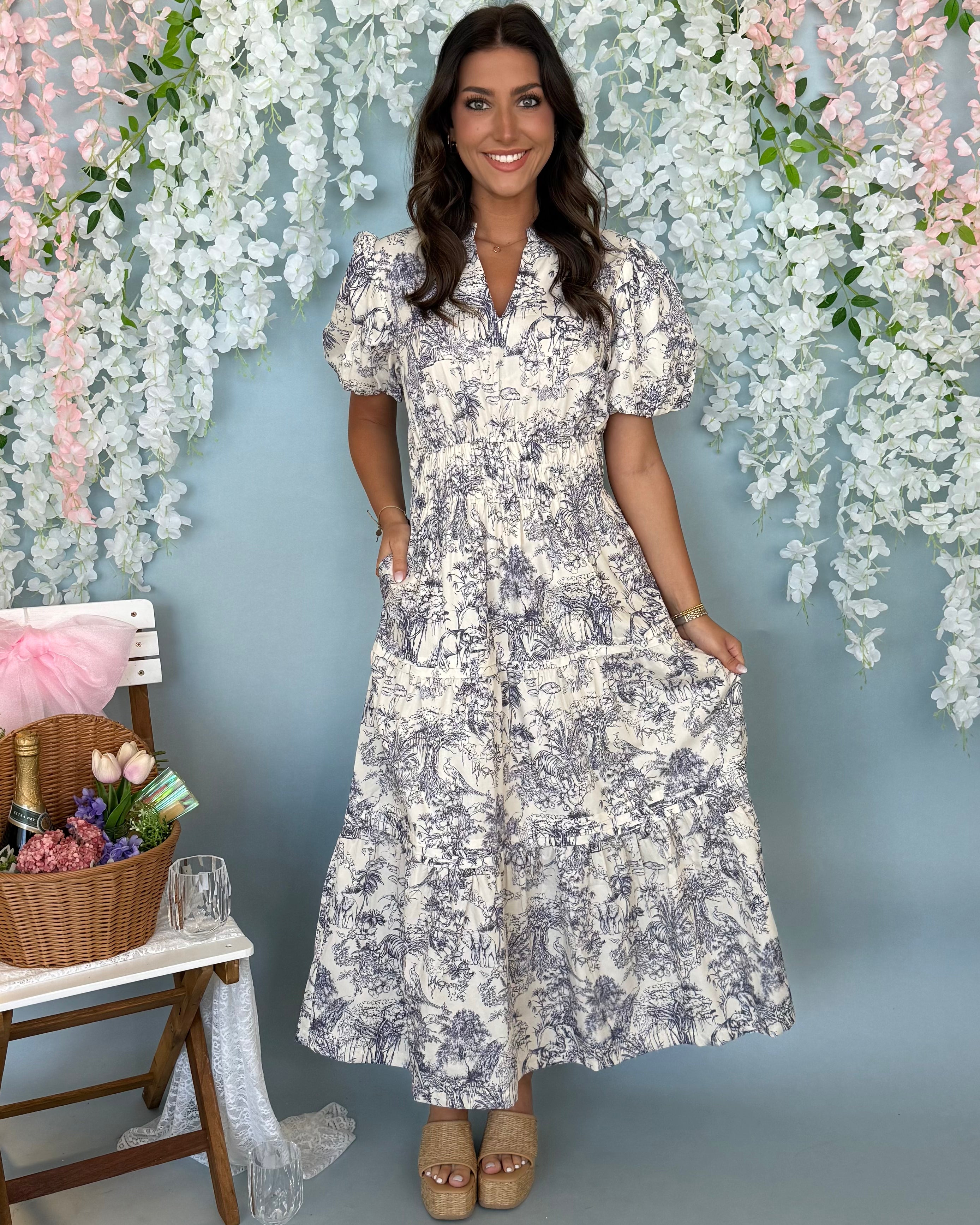 Simply Unforgettable Navy Floral Maxi Dress-Shop-Womens-Boutique-Clothing