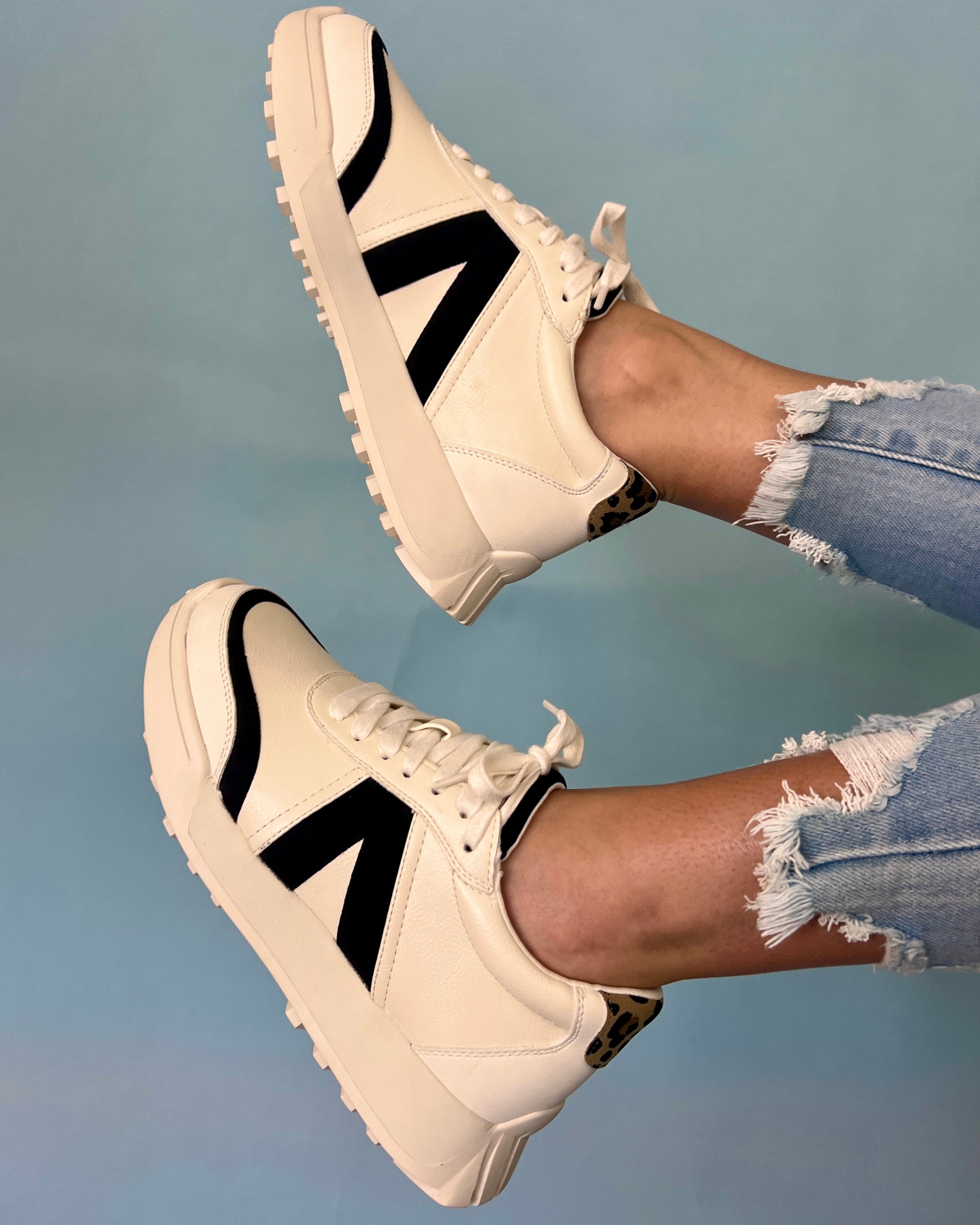 Emily Washed White & Black Suede Lace Up Sneakers-Shop-Womens-Boutique-Clothing