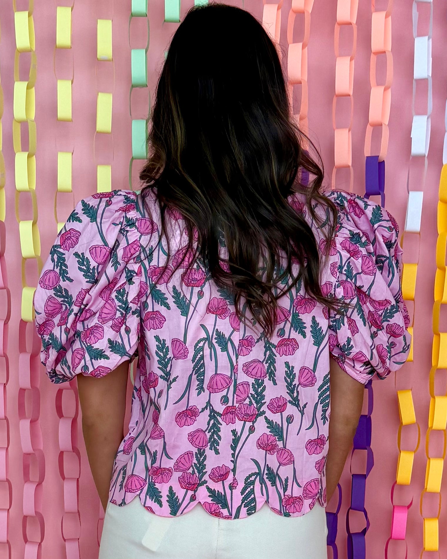 Summer Fun Pink Floral Scallop Top-Shop-Womens-Boutique-Clothing
