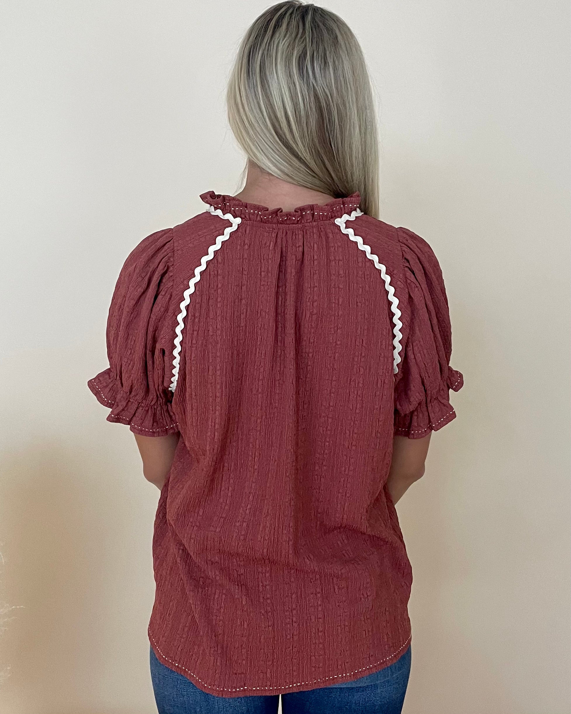 Happy Days Cinnamon Ric Rac Top-Shop-Womens-Boutique-Clothing