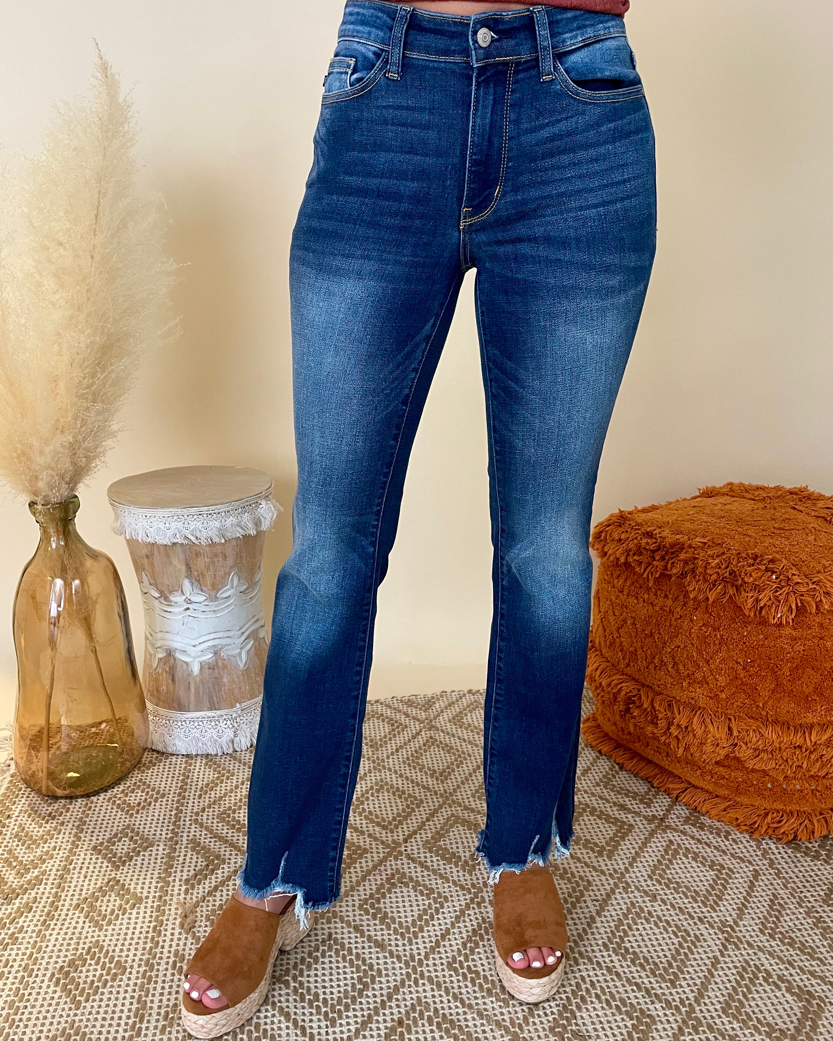 The Night Dark Denim Mid-Rise Bootcut Jeans-Shop-Womens-Boutique-Clothing