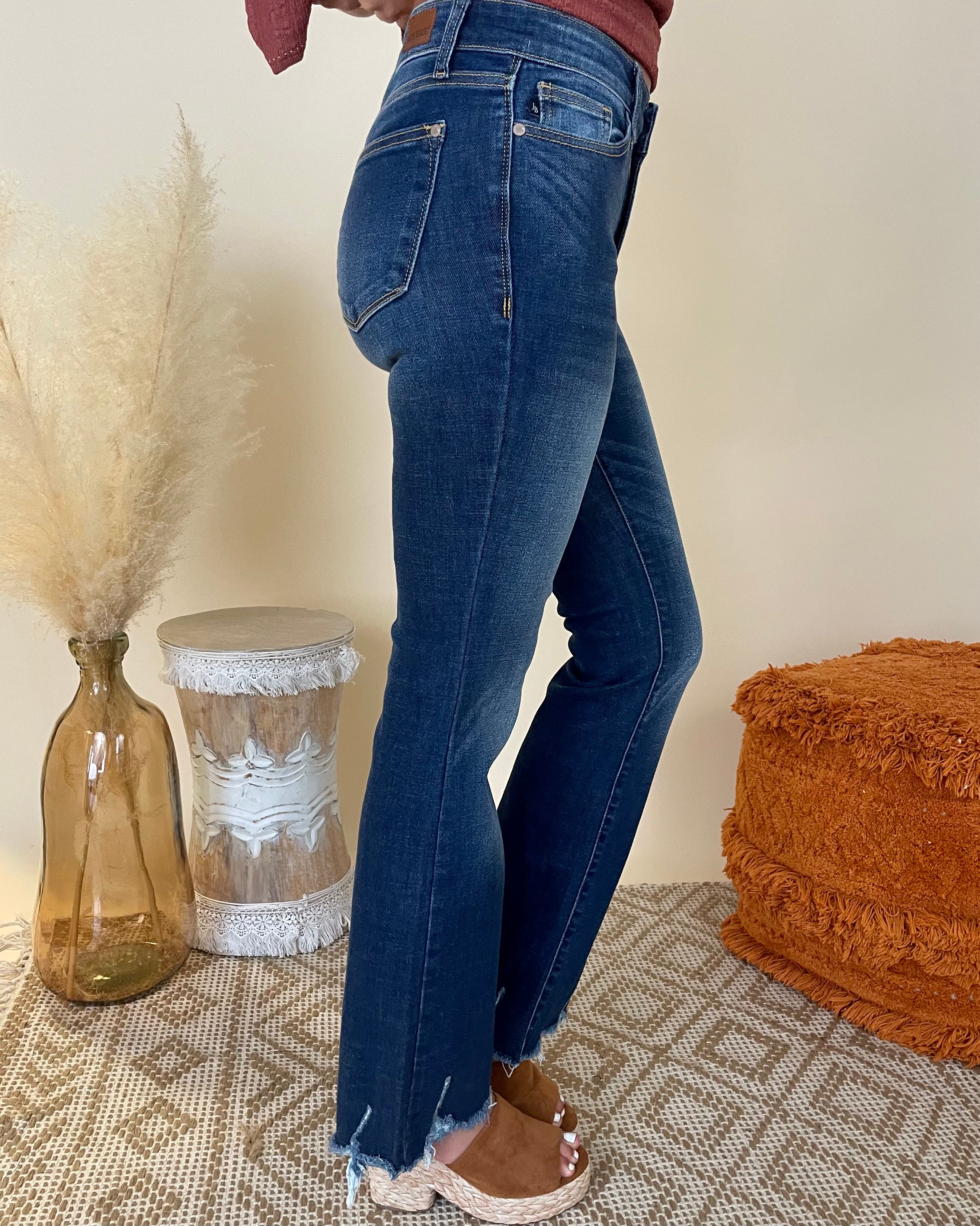 The Night Dark Denim Mid-Rise Bootcut Jeans-Shop-Womens-Boutique-Clothing