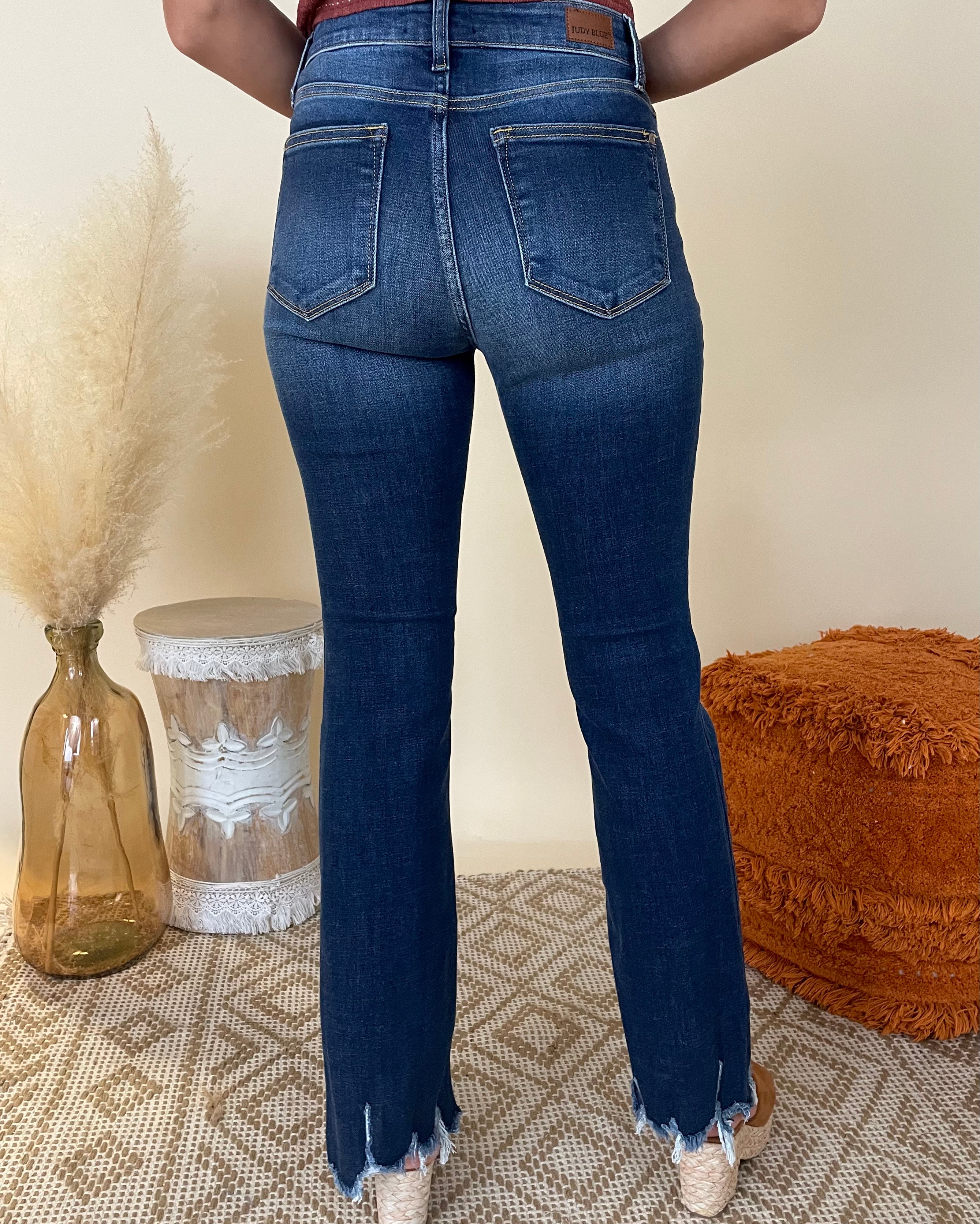 The Night Dark Denim Mid-Rise Bootcut Jeans-Shop-Womens-Boutique-Clothing