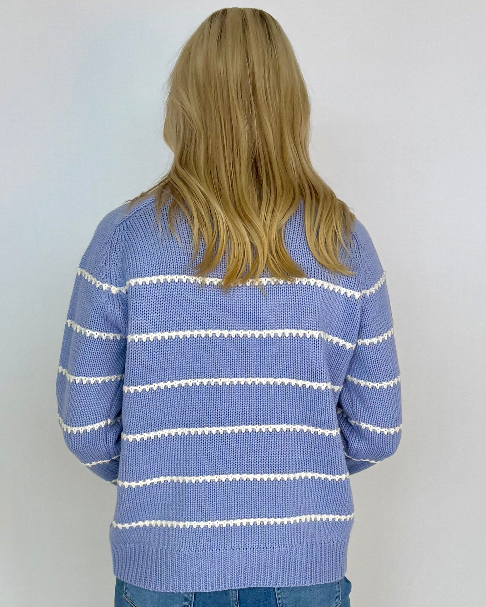 Tell You All Periwinkle Texture Stripe Sweater-Shop-Womens-Boutique-Clothing