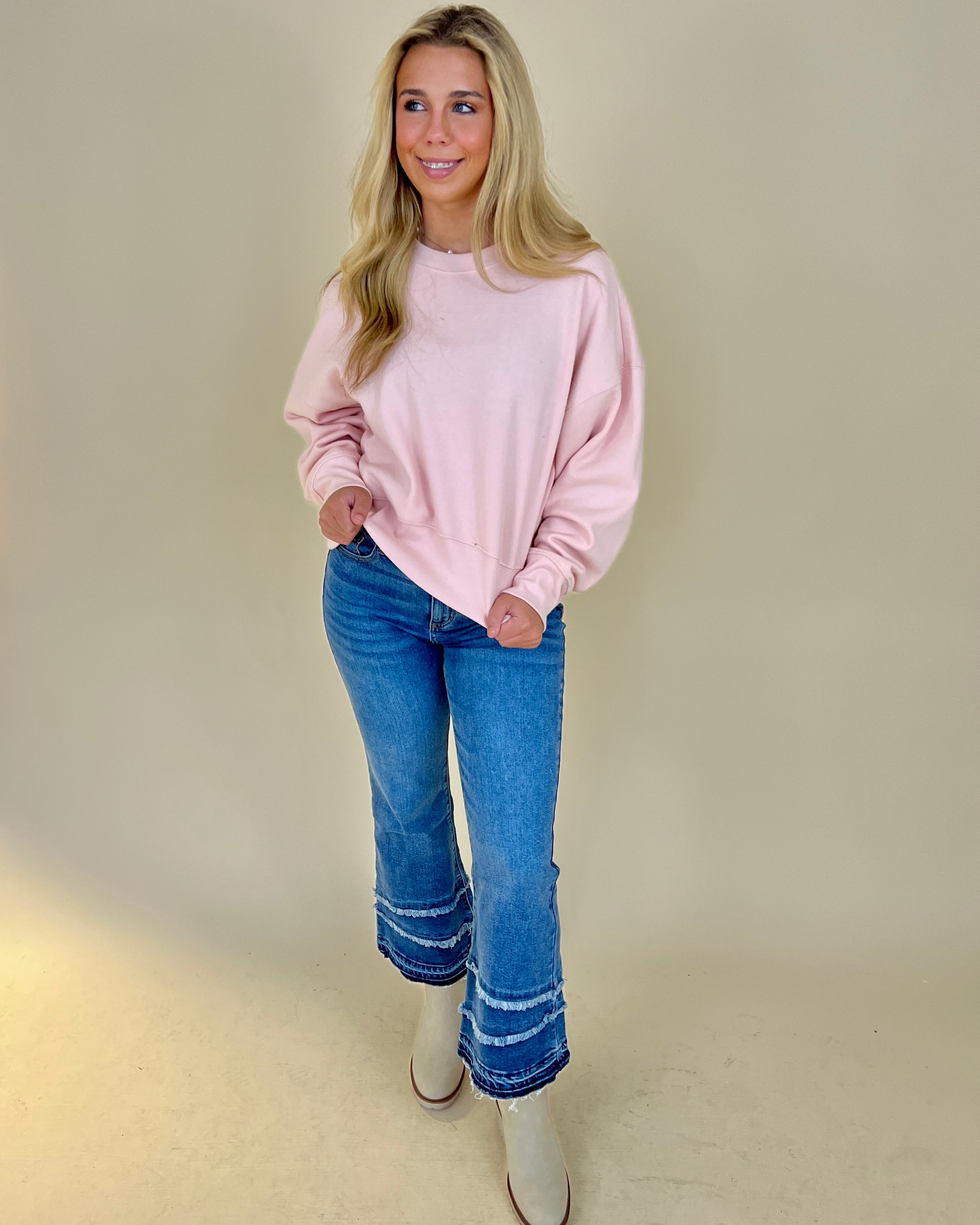 See It Dusty Pink Cropped Sweatshirt-Shop-Womens-Boutique-Clothing