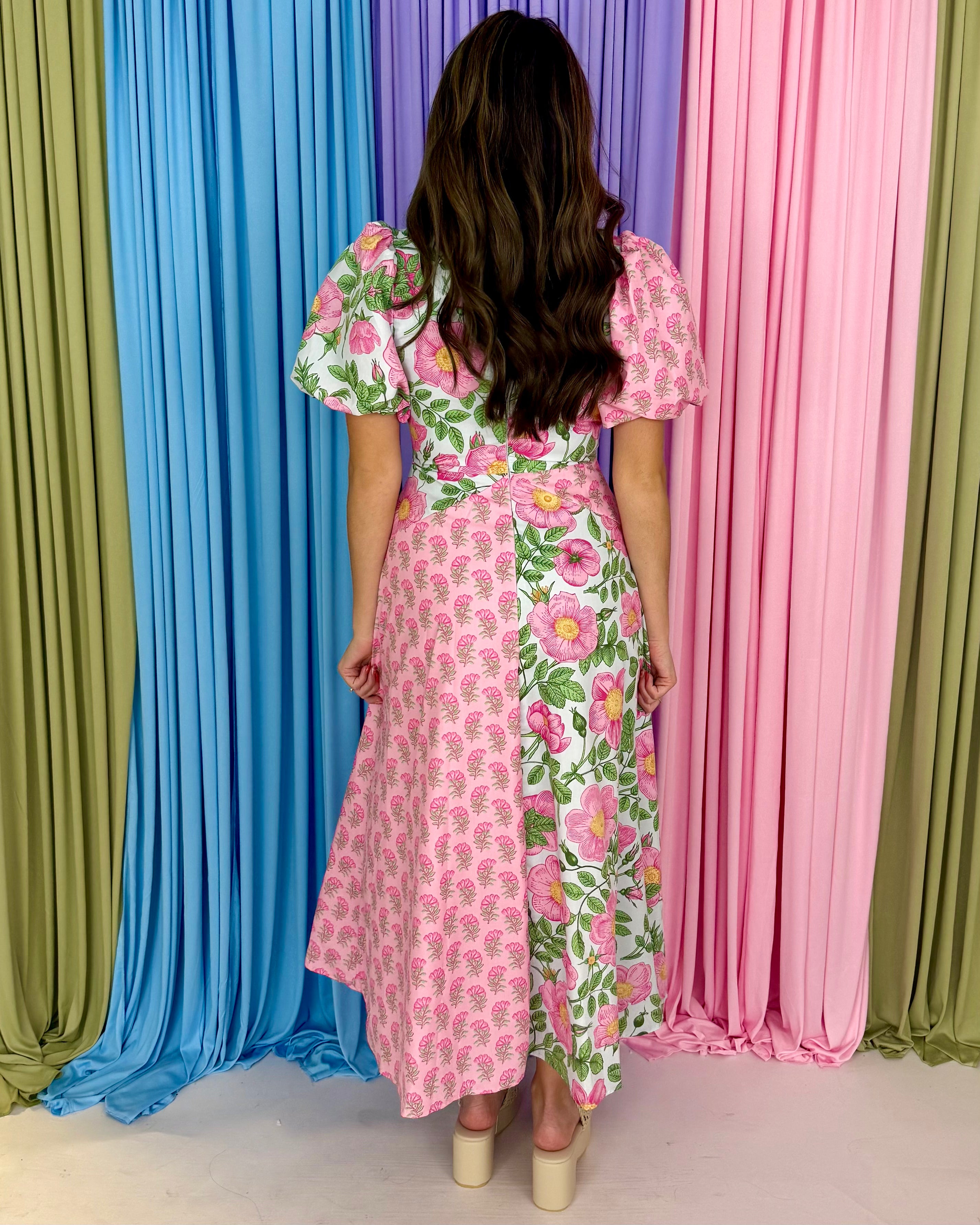 Pure Magic Pink Mixed Floral Midi Dress-Shop-Womens-Boutique-Clothing