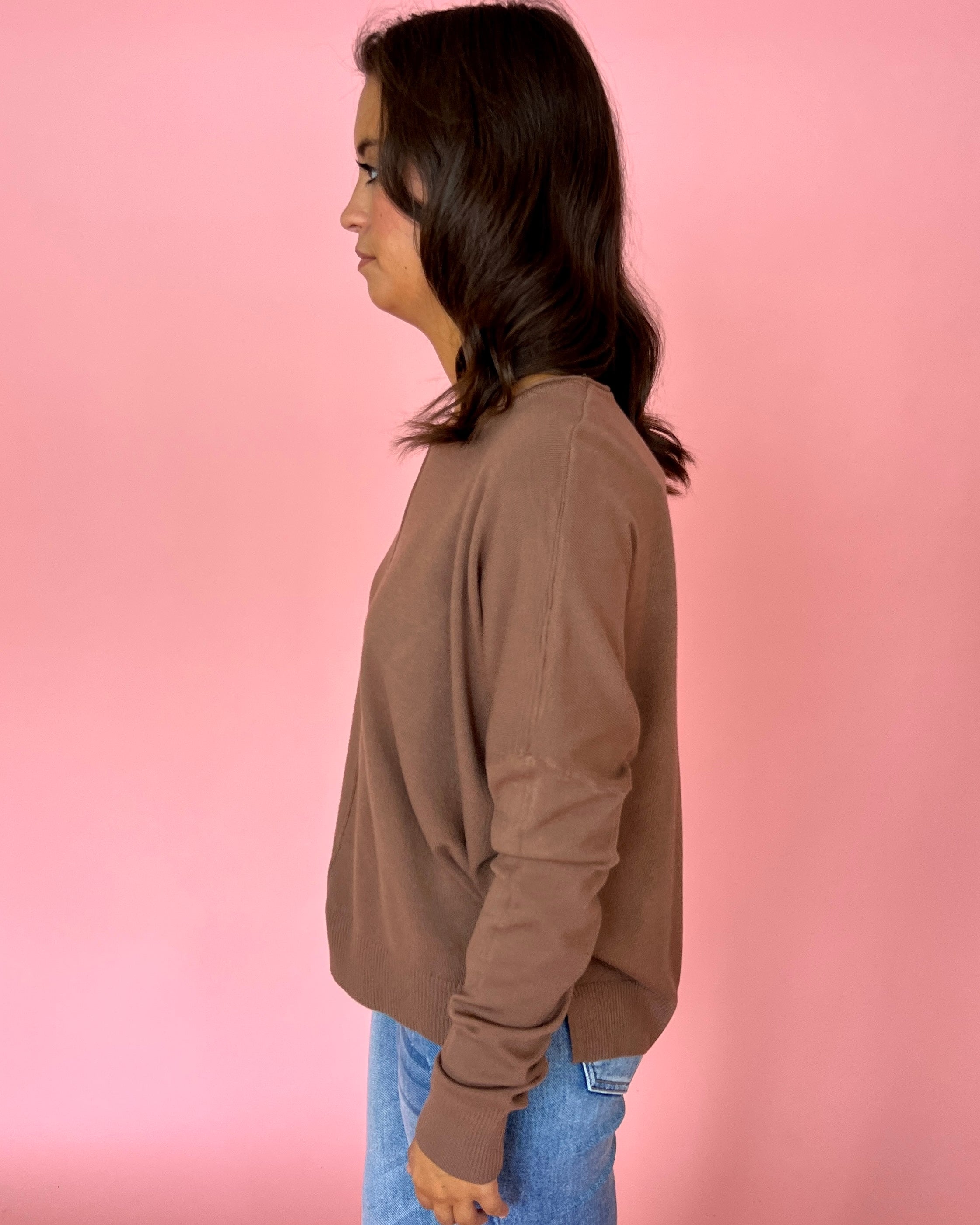 Tucked Away Chocolate Brown Sweater-Shop-Womens-Boutique-Clothing