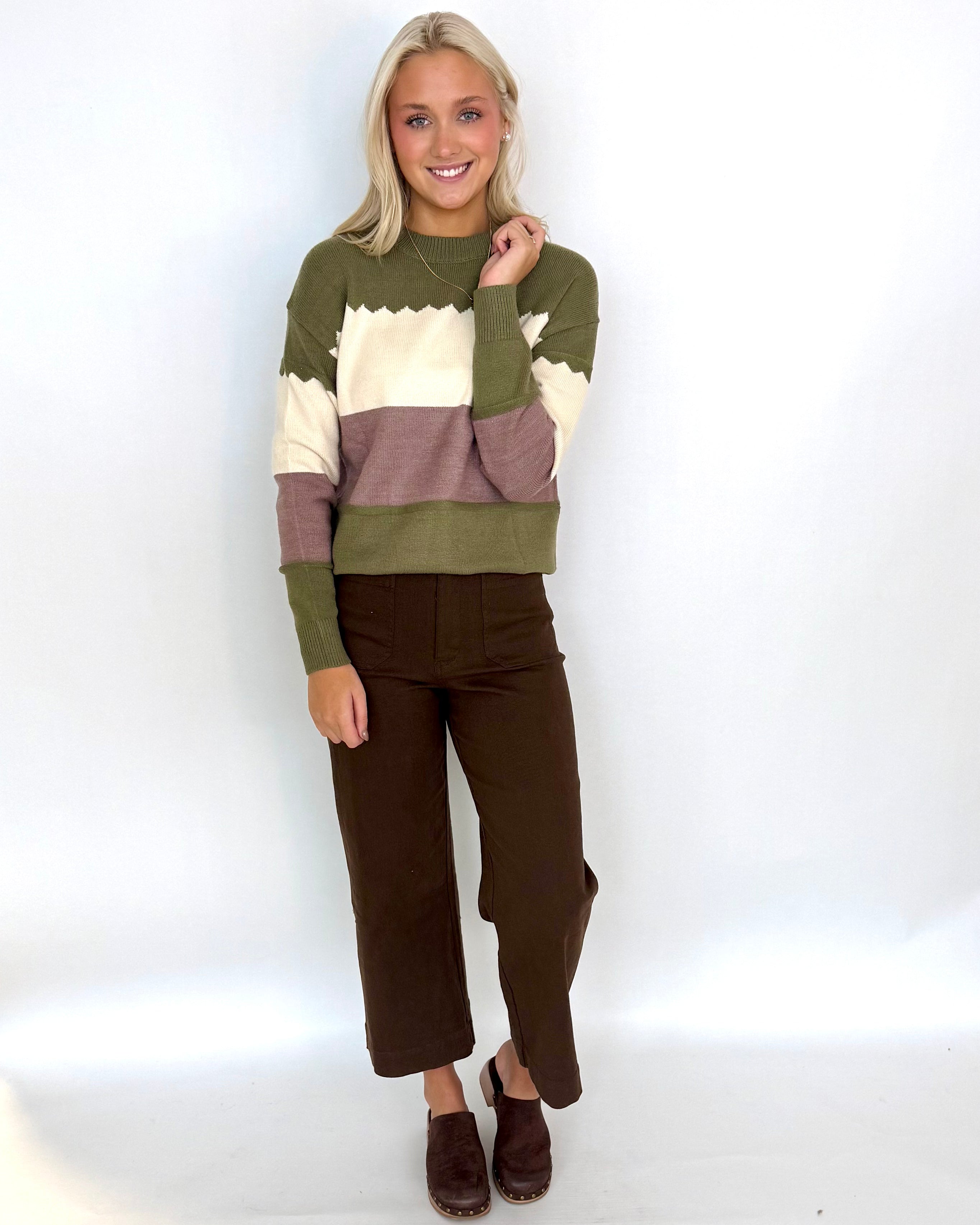 Cute Concept Brown Crew Neck Sweater-Shop-Womens-Boutique-Clothing