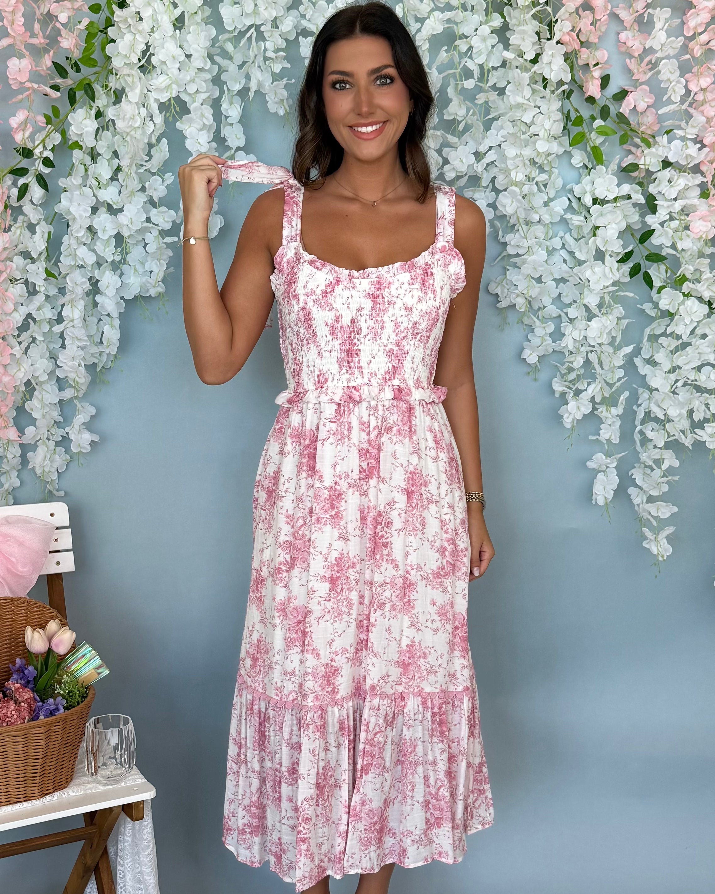 Garden Grace Mauve Floral Sweetheart Midi Dress-Shop-Womens-Boutique-Clothing