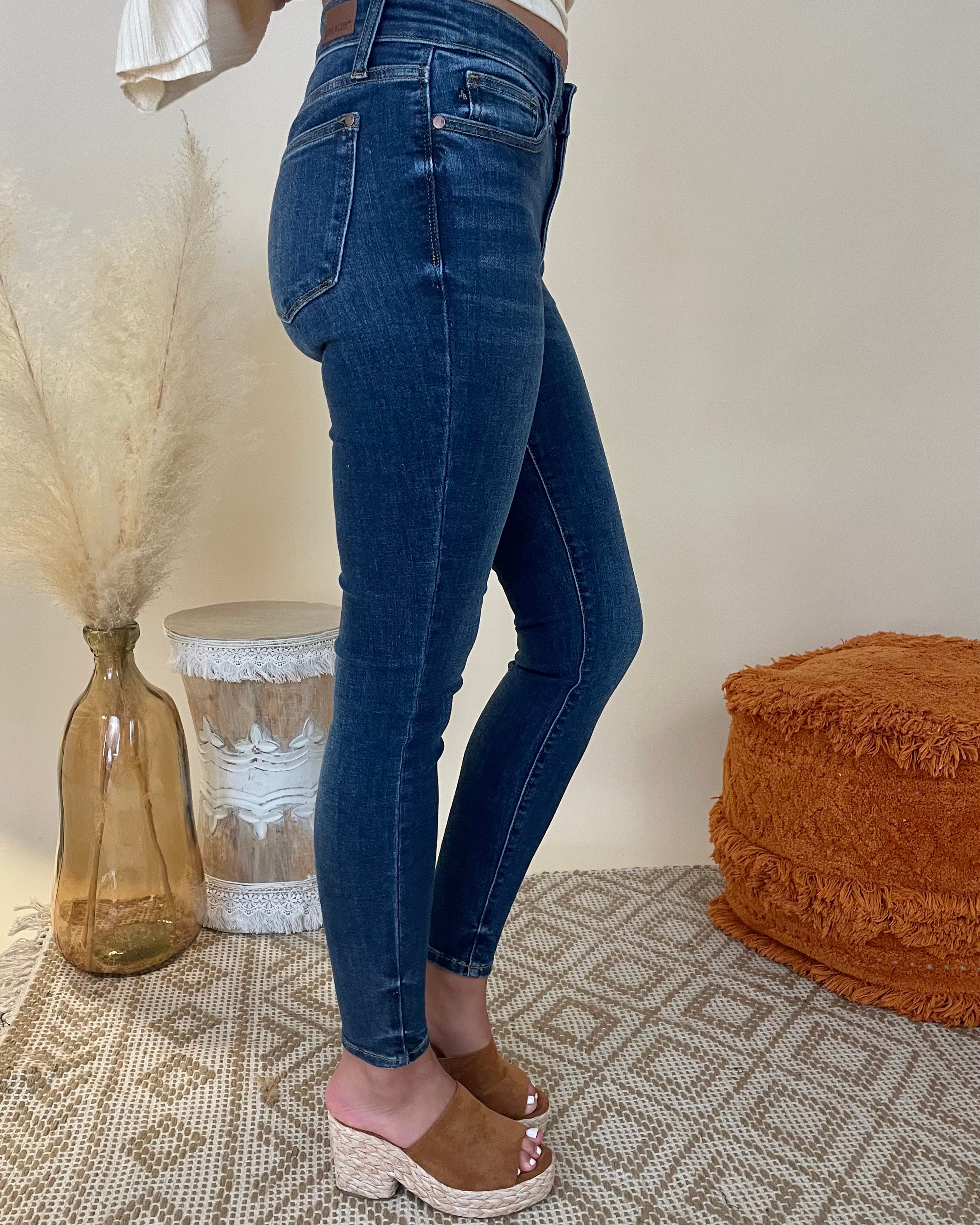 The Trick Medium Denim Mid Skinny Jeans-Shop-Womens-Boutique-Clothing