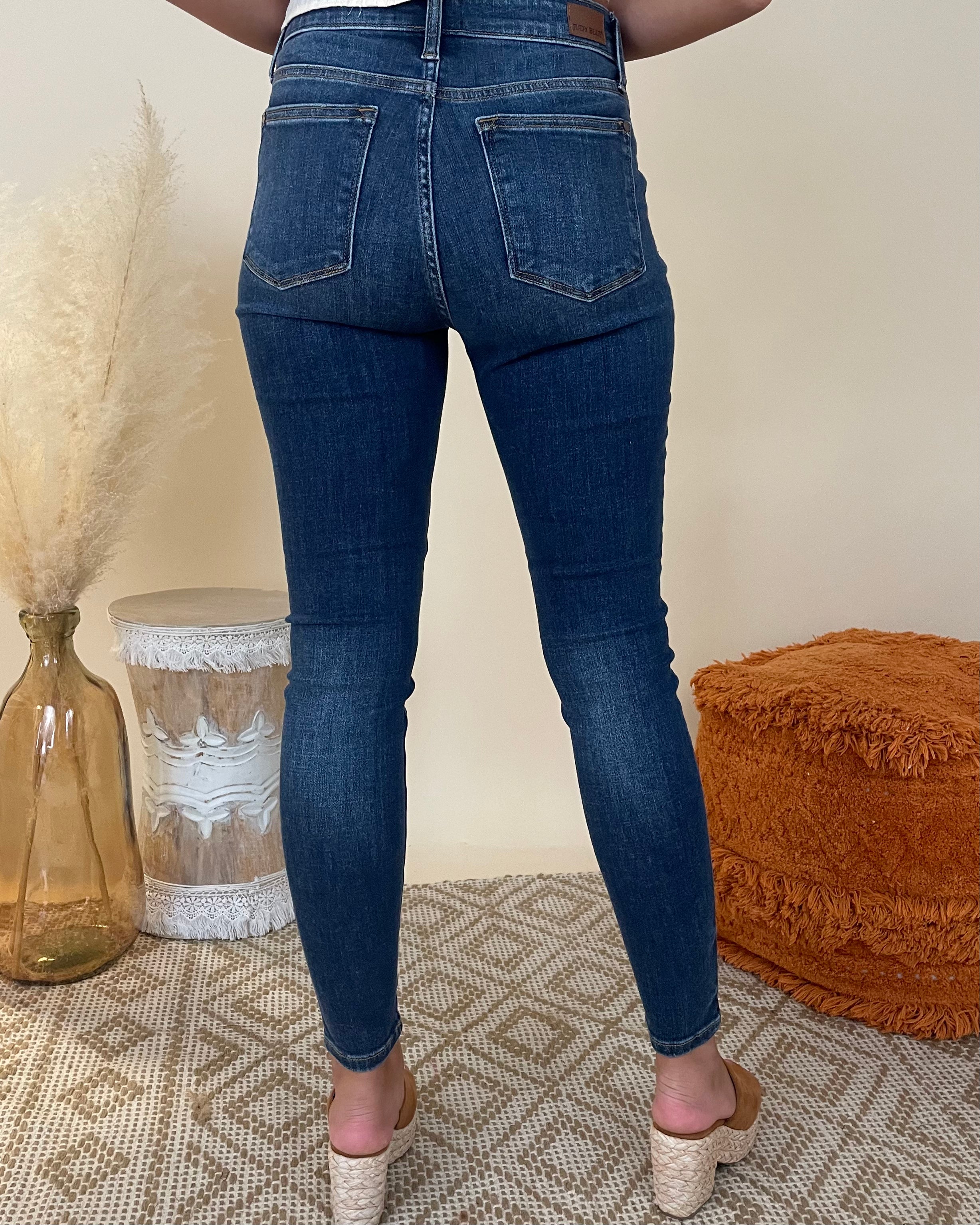 The Trick Medium Denim Mid Skinny Jeans-Shop-Womens-Boutique-Clothing