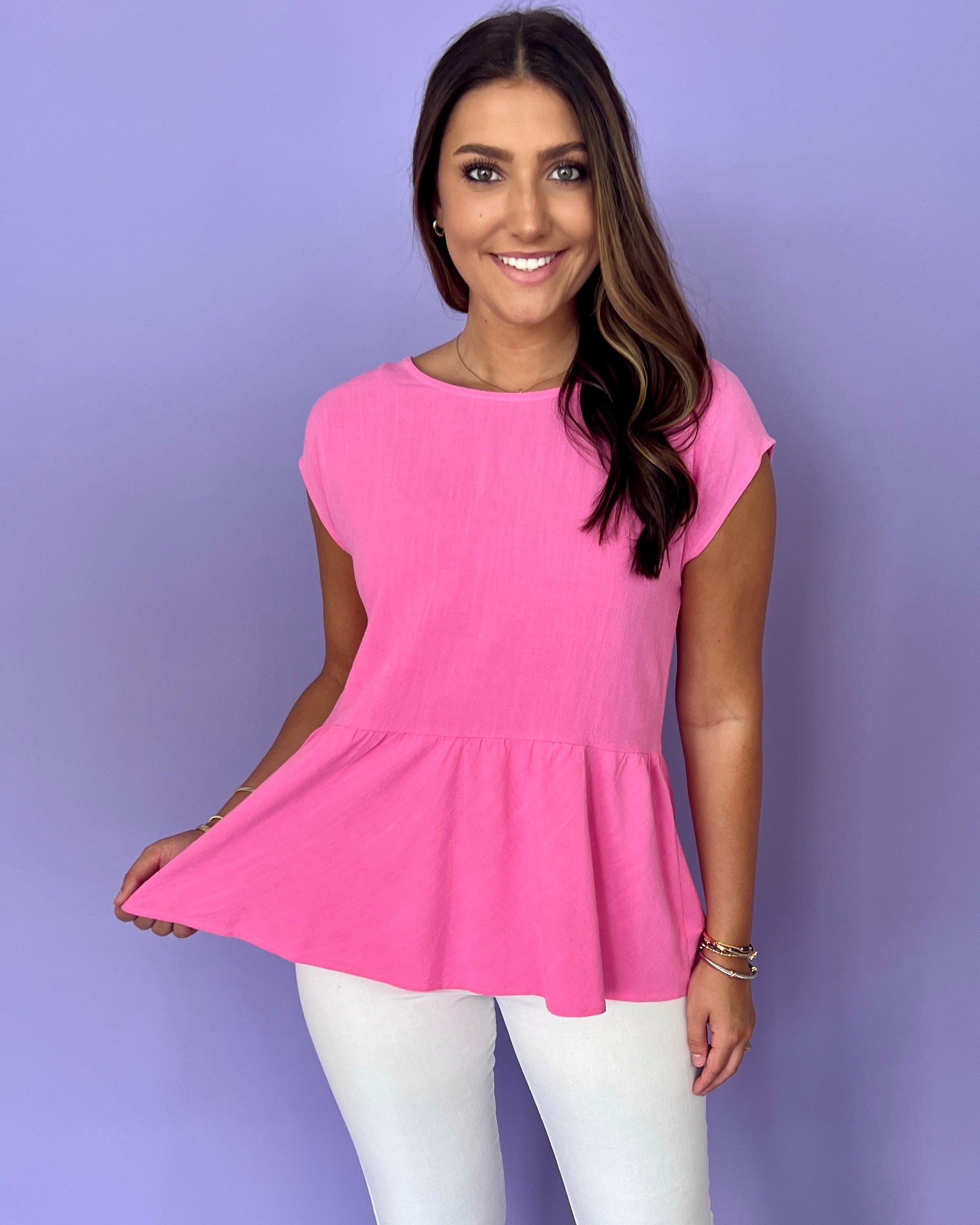 Always On Pink Bow Tie Top-Shop-Womens-Boutique-Clothing