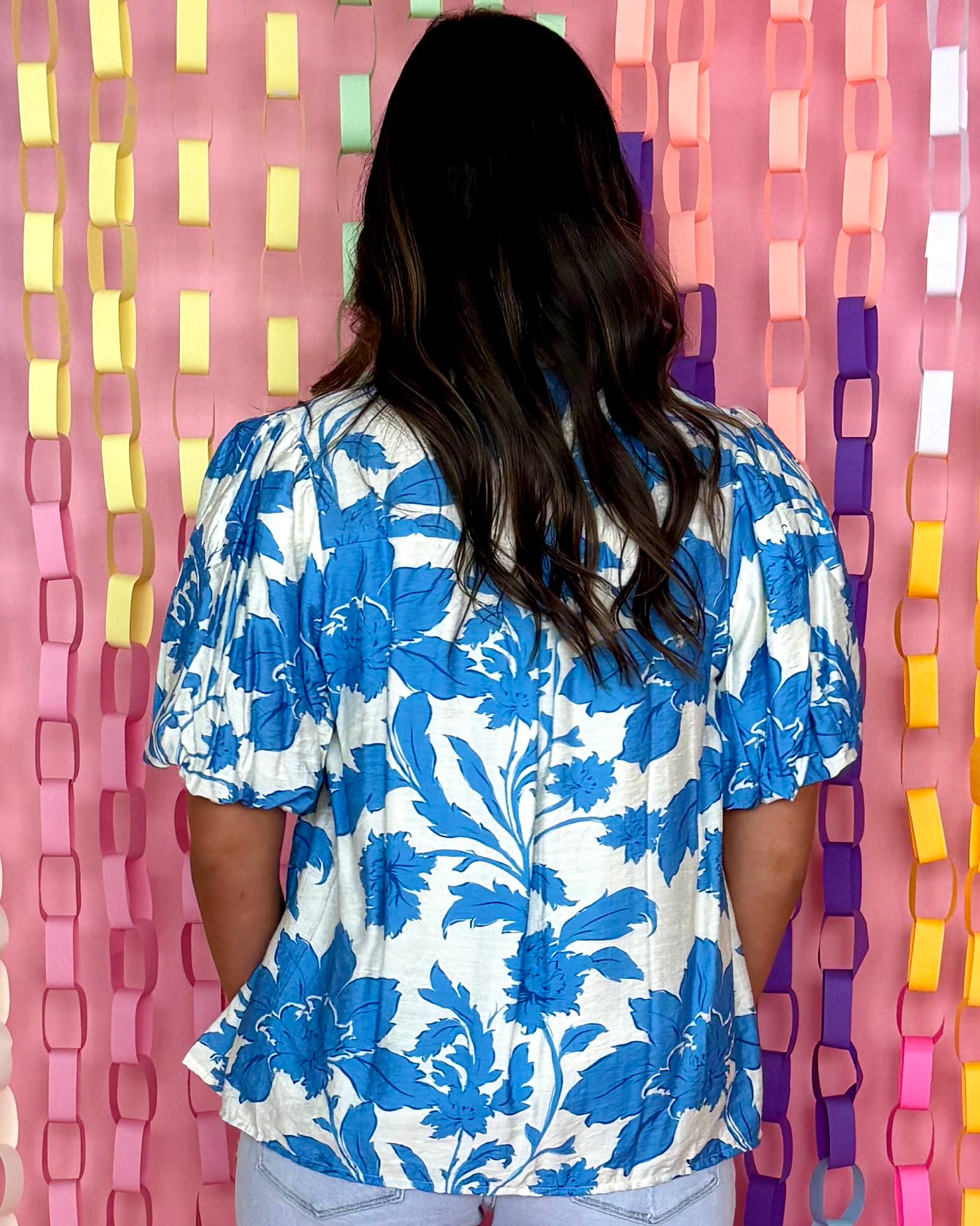 Downright Delightful Blue Floral Button Top-Shop-Womens-Boutique-Clothing