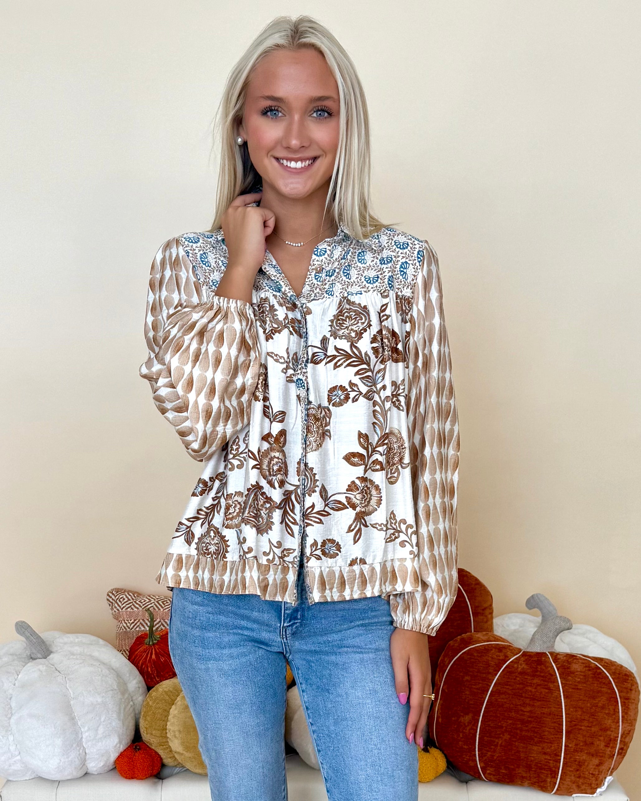 Made For Cheering Mocha Mix Print Top-Shop-Womens-Boutique-Clothing