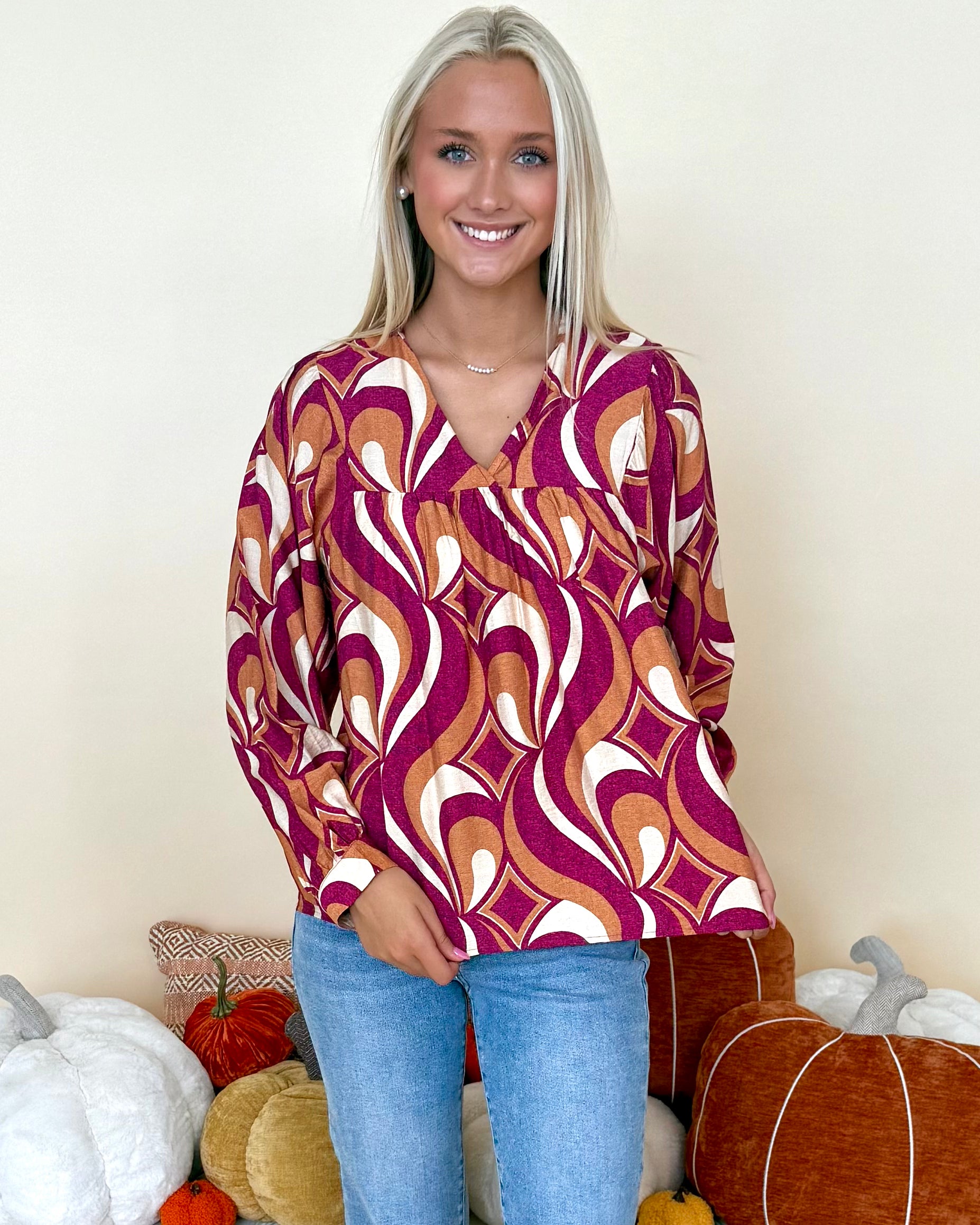 Sweet To Me Magenta Geometrical Top-Shop-Womens-Boutique-Clothing