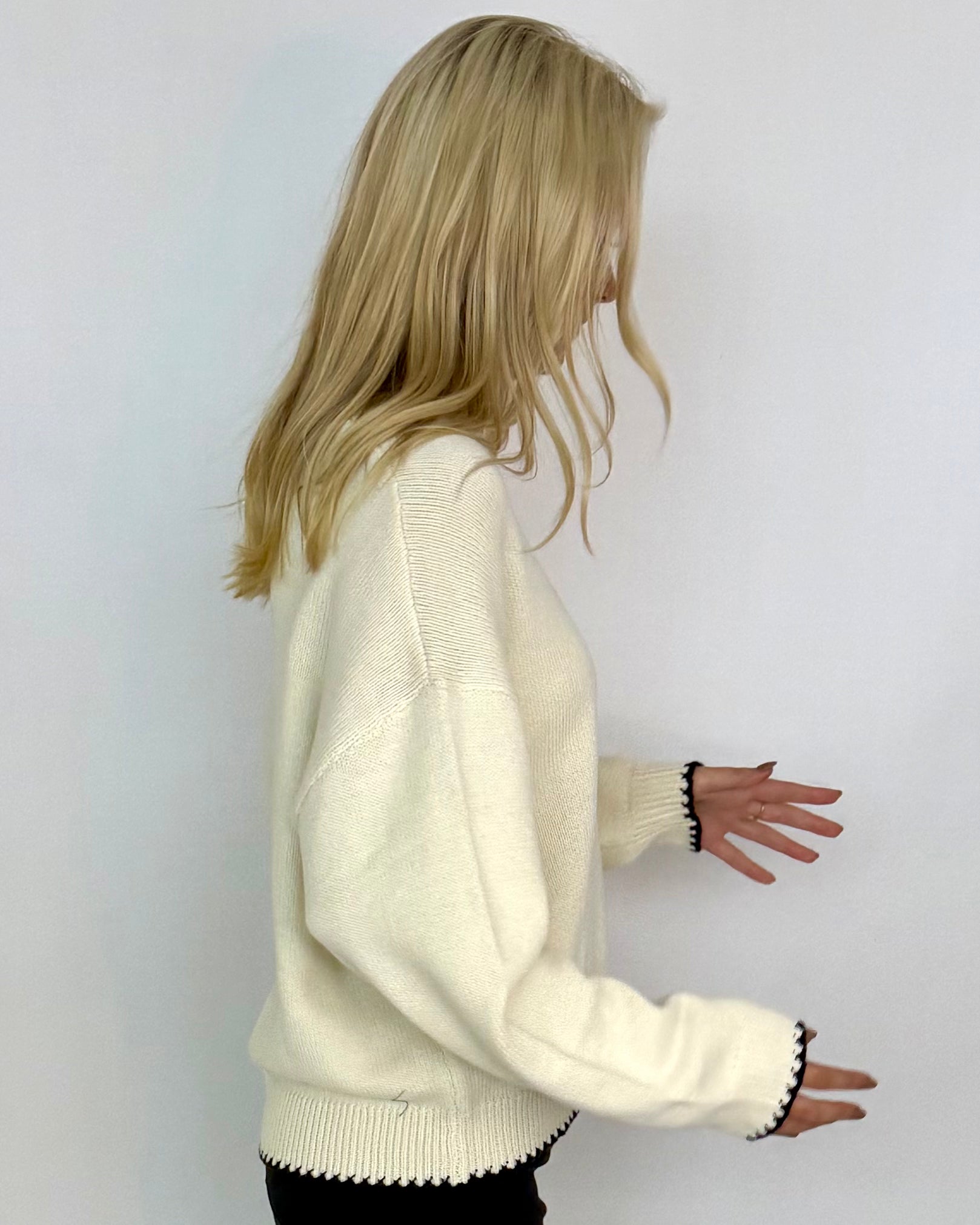 It's All True Cream Stripe Mock Neck Sweater-Shop-Womens-Boutique-Clothing