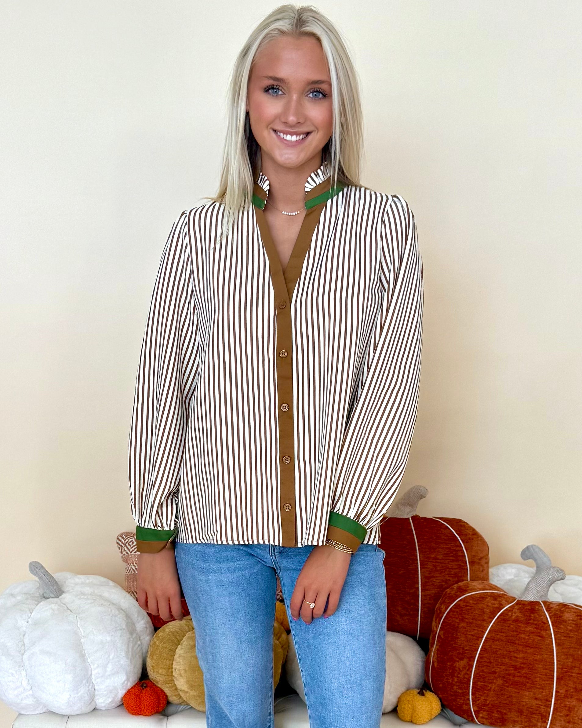 Time After Time Mocha Mousse Stripe Top-Shop-Womens-Boutique-Clothing