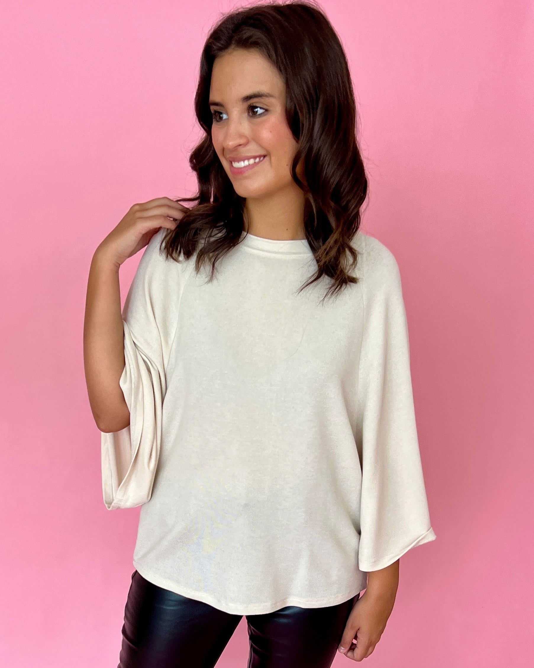 Comfy And Cute Cream Raglan Sleeve Knit Top-Shop-Womens-Boutique-Clothing