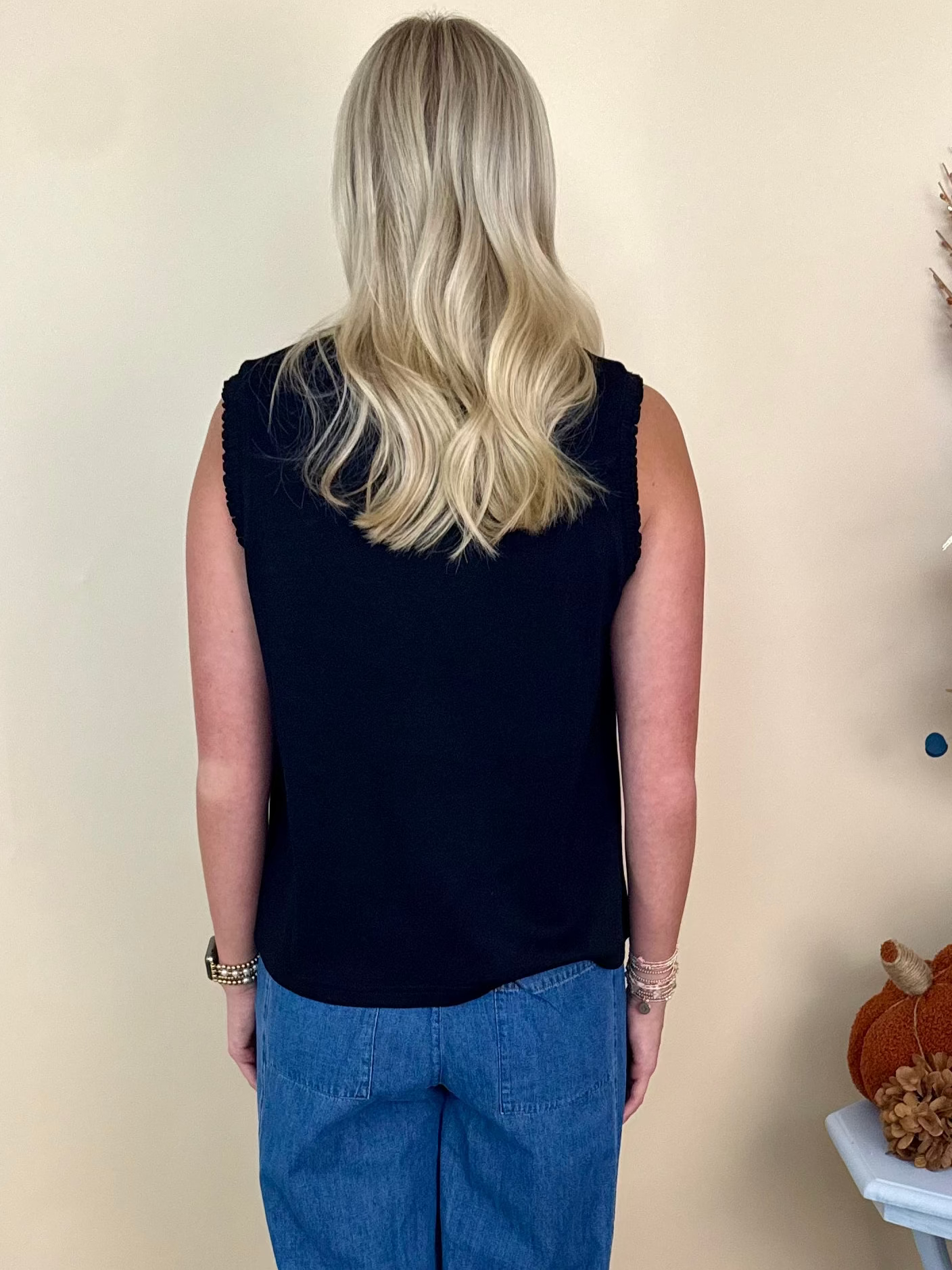 Forever Favorite Black Smocked Edge Tank Top-Shop-Womens-Boutique-Clothing
