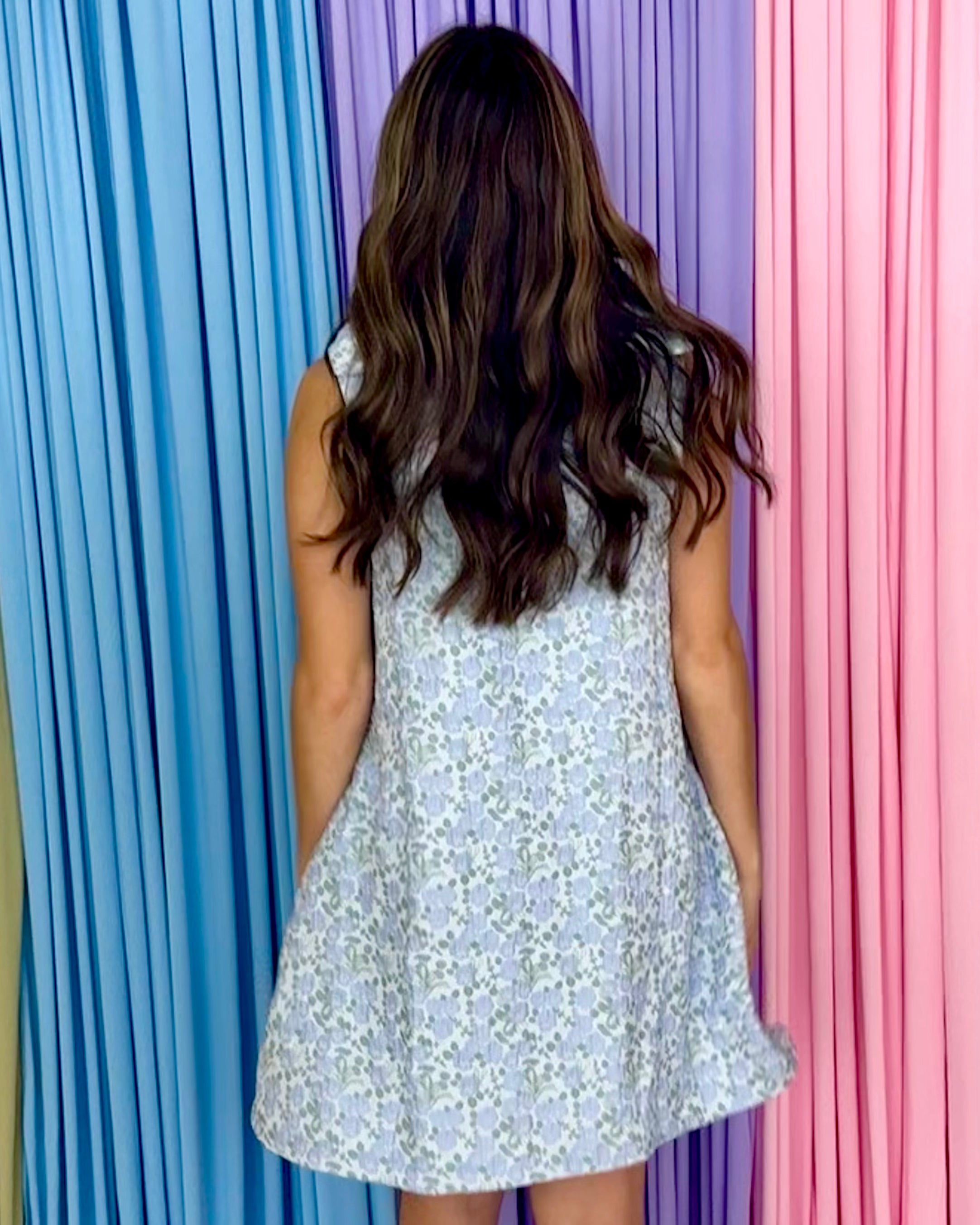 Blushing Petals Blue Bow Shoulder Dress-Shop-Womens-Boutique-Clothing