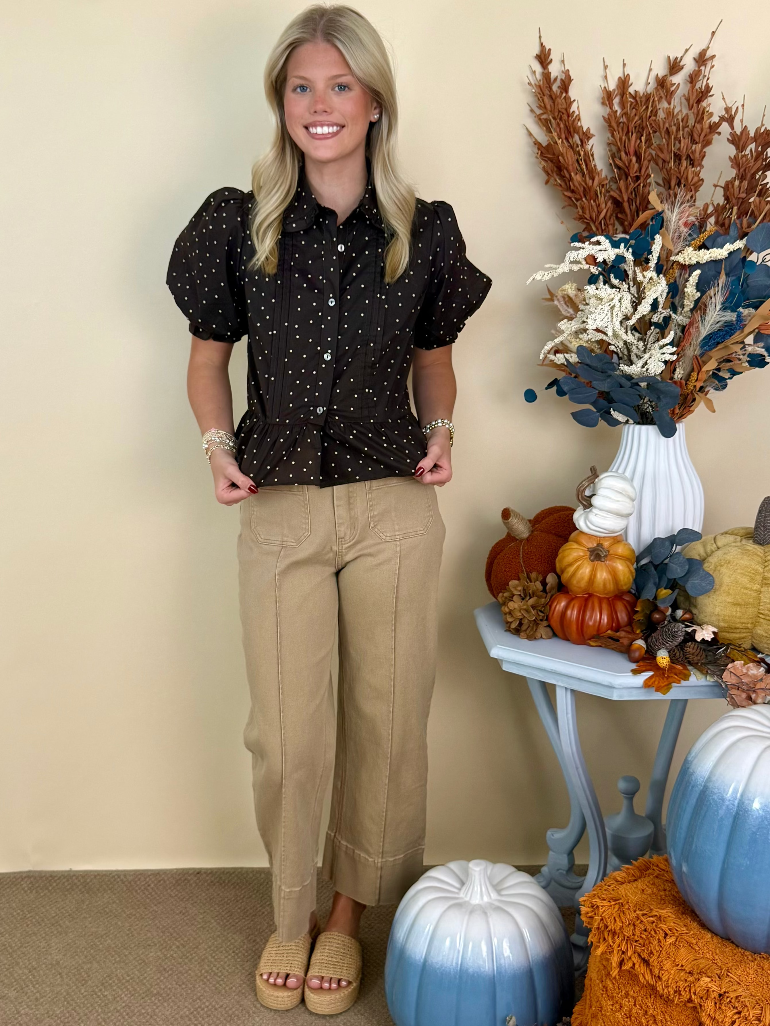 New Chapter Camel Wide Leg Pants-Shop-Womens-Boutique-Clothing