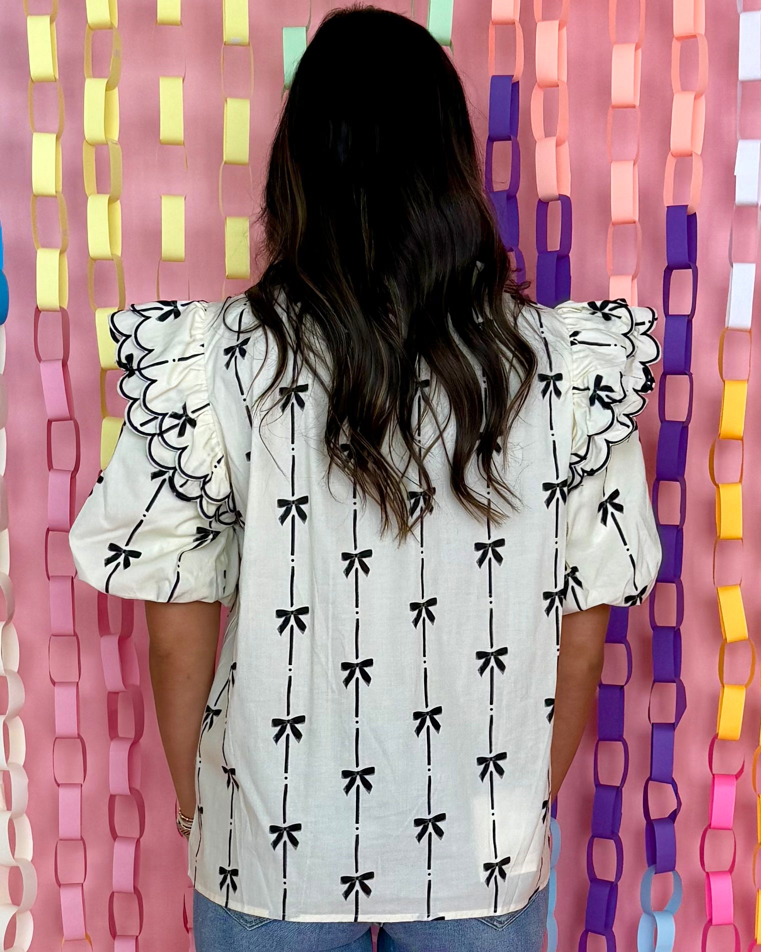 Perfect Pair Cream Bow Print Top-Shop-Womens-Boutique-Clothing